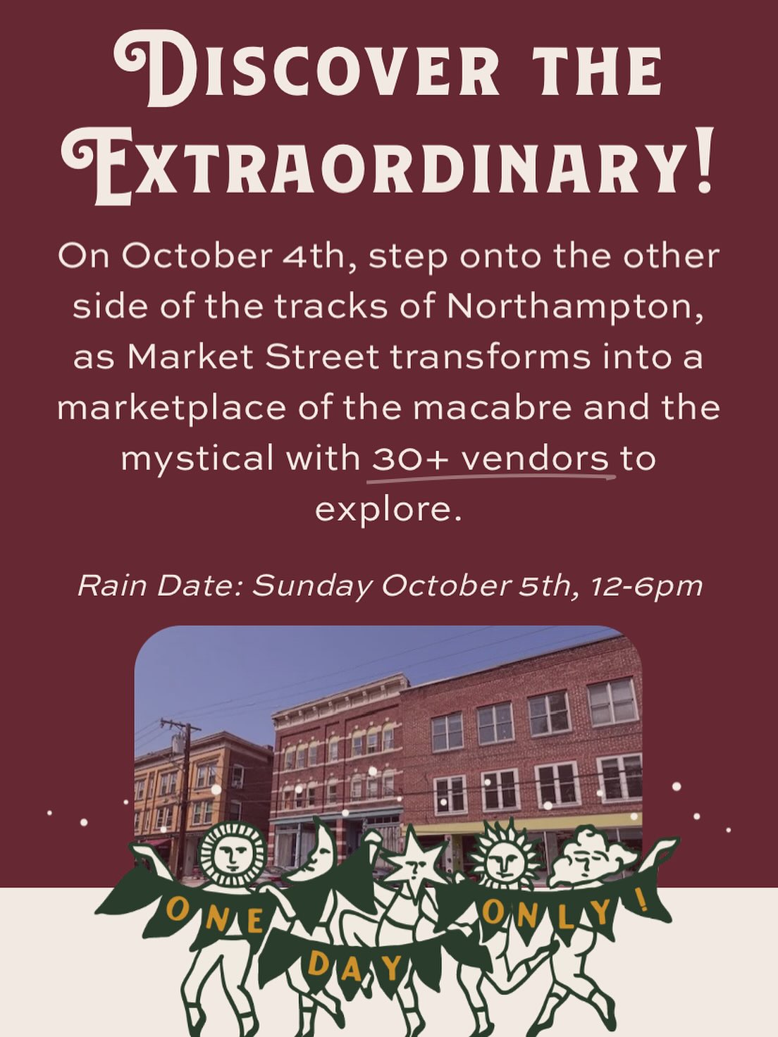 This Saturday 10/4 the Market Street Market will be taking place from 12pm-6pm! 🥳 Market Street will be CLOSED to cars from 10am-7pm, so if you have an appointment with us, please plan accordingly!
.
.
.
#marketstmarket #marketstmarketnoho #odditiesandcuriosities #streetfairs #northamptonma #westernmass