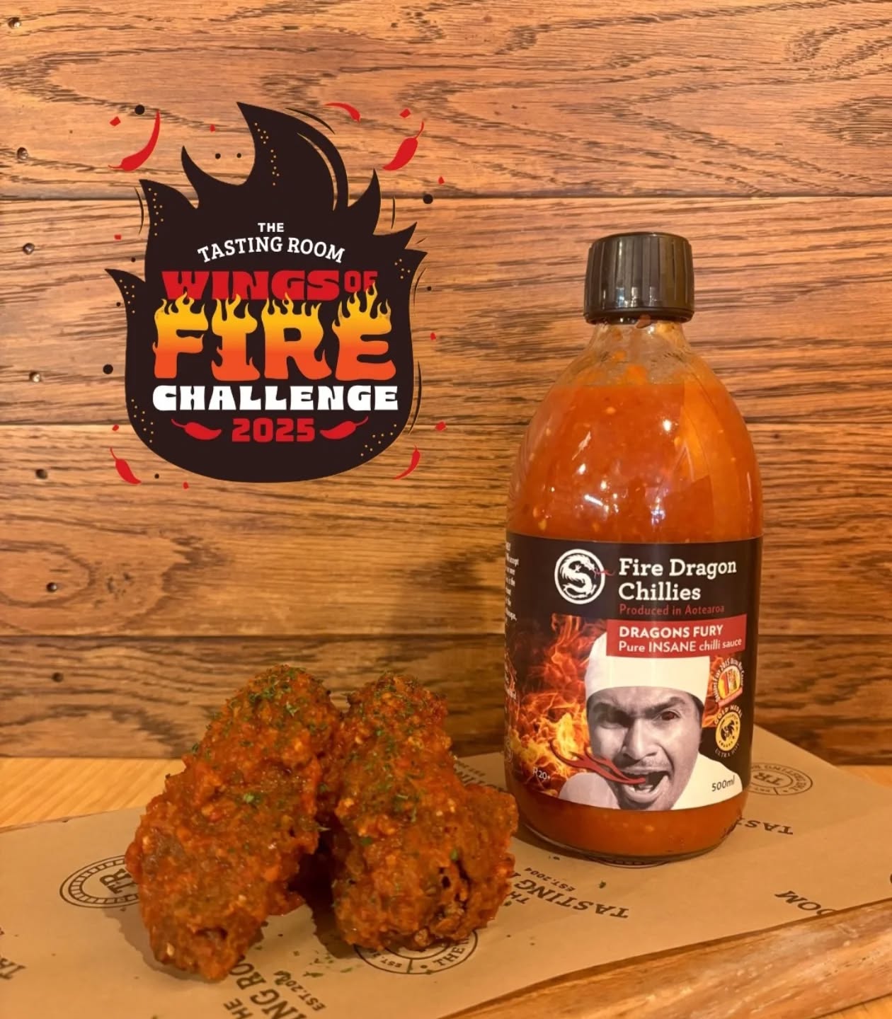 Can you handle the heat??🥵
The Tasting Room hot wings challenge is legendary!
We have VEGETARIAN / VEGAN options available with our delicious cauliflower wings. All the same five hot sauces covering the tasty wings.
There is no need for anyone to miss out on this challenge 😉😉