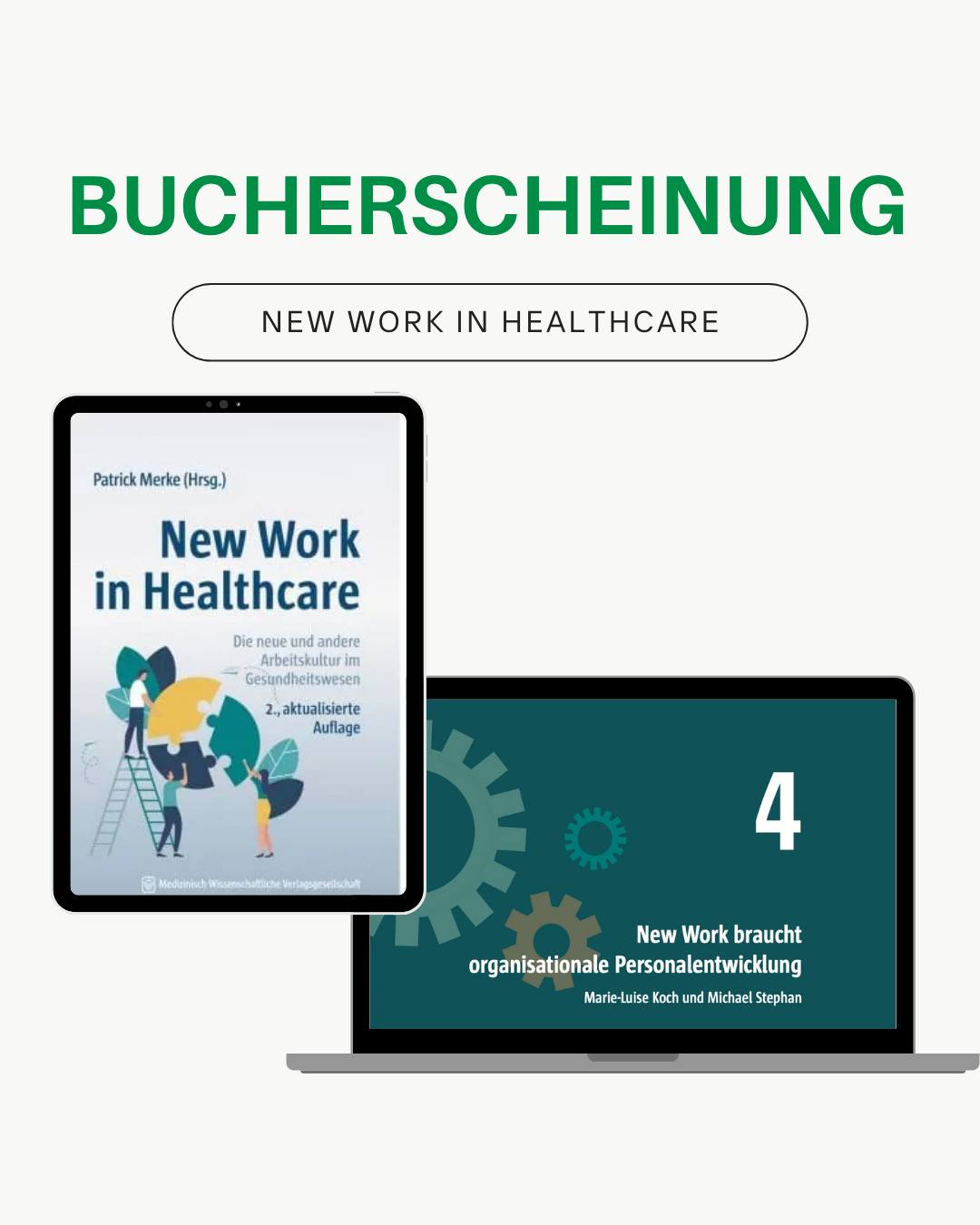 Heute erscheint die zweite, überarbeitete Auflage von Patrick Merkes Buch New Work in Healthcare – und wir sind mit einem eigenen Beitrag dabei!
In Kapitel 5 findet ihr spannende Einblicke von uns, ergänzt durch ein Interview mit Herrn Eichhorst aus dem ZfP Emmendingen.
Neue Praxisbeispiele aus ganz Deutschland (und der Schweiz) treffen auf fundierte Theorie – ein echter Mehrwert für alle, die das Gesundheitswesen aktiv gestalten wollen.
Themen, die bewegen:
• Mehr Flexibilität & Sinnorientierung
• Digitale Innovationen & moderne Führung
• Interprofessionelle Zusammenarbeit
Das Gesundheitswesen steht vor großen Herausforderungen – Fachkräftemangel, Bürokratie, steigende Erwartungen. Aber New Work eröffnet Chancen für eine moderne, mitarbeiterorientierte Arbeitskultur, die wirklich wirkt.
Wir freuen uns, Teil dieses Buches zu sein – und berichten dazu auch gerne live aus unseren ESF- Projekten im ZfP Emmendingen, in den Waldkliniken Eisenberg und der Gesundheit Nord in Bremen.
Das Buch ist ab sofort erhältlich bei der Medizinisch Wissenschaftlichen Verlagsgesellschaft (MWV).
#newwork #healthcare #pflege #patrickmerke #buchtipp #esfprojekte #pflege