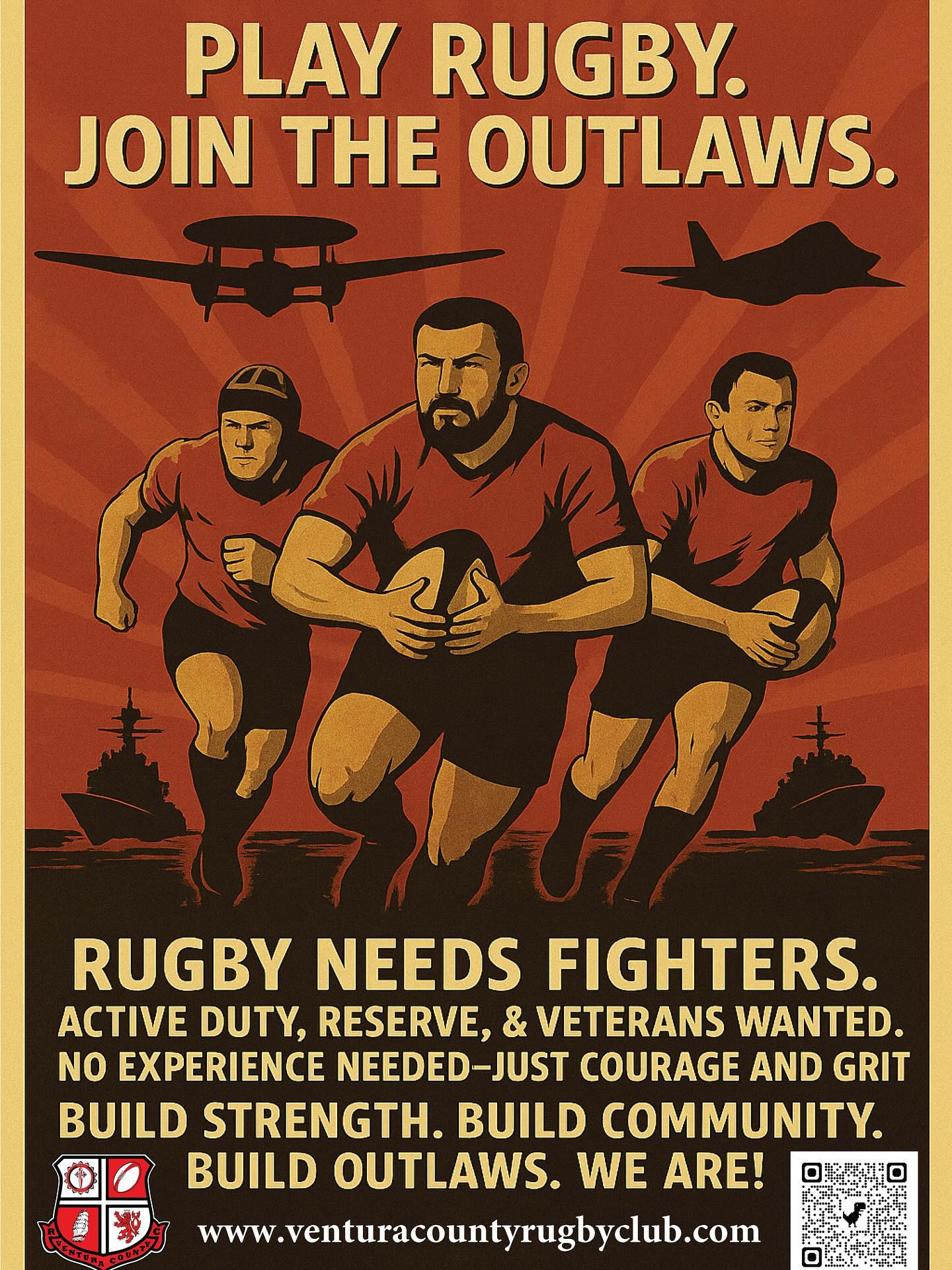 VCRC is calling all Ventura County Military personnel:
Same teamwork. Same grit. Different uniform. Come play with Ventura County Outlaws 🏉👊
Sign up on the Link in Bio or DM us for more info!!