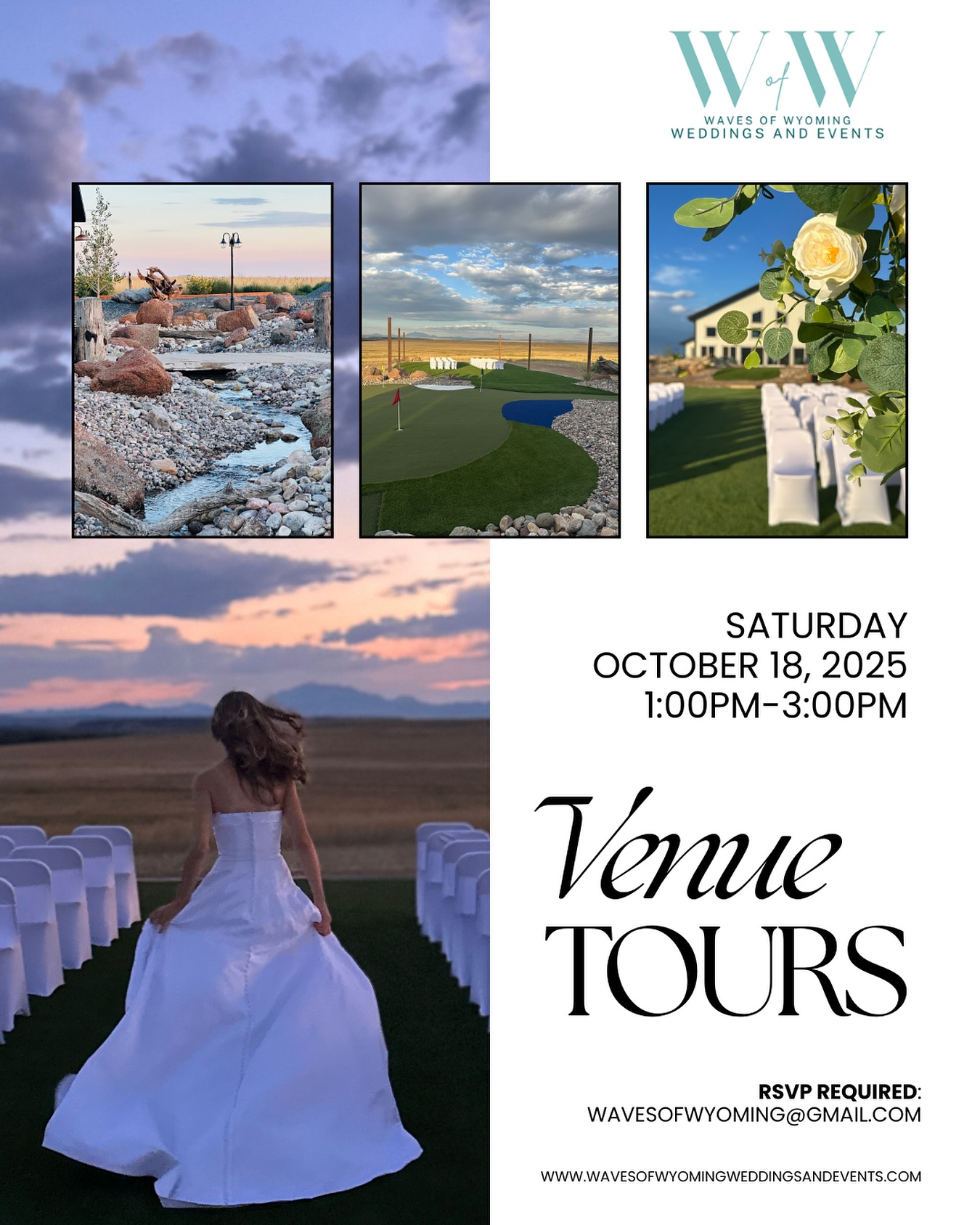 ✨ Don’t forget to RSVP! ✨
Join us for our Wedding Venue Tour on 10/18 from 1–3pm 💍🤍
📍At Glendo State Park, WY 2 hours from CO/WY/NE border.
Explore the property, see the views, and imagine your big day here!
RSVP👉 wavesofwyoming@gmail.com
www.wavesofwyomingweddingsandevents.com
#WeddingVenue #WyomingBride #VenueTour #wavesofwyoming #coloradobride #WyomingBride #WyomingWeddingVenue #ColoradoBride #ColoradoWedding #NebraskaBride #NebraskaWeddings #RockyMountainBride #WeddingVenueTour #BrideToBe #WesternWedding #RusticWedding #coloradoweddingplanning #wyomingweddingplanning