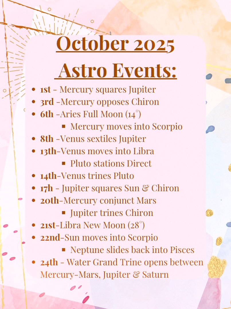 Hello, October! 🎃 How yall doing after that eclipse season…? Woweee!! Let the unfolding of life continue to sculpt you. But damn, sometimes that sculpting feels like scraping the guts out!
This month brings some much needed water into the mix for that emotional alchemy. While, I’m not sure it’s going to slow down (hello Aries and Libra moons)… there is so much support from jolly ol’ Jupiter, that I do think there will be more optimism supporting our continued journeying. Big love today and always! 🤍✨🌊
#astrology #october #astrotherapy