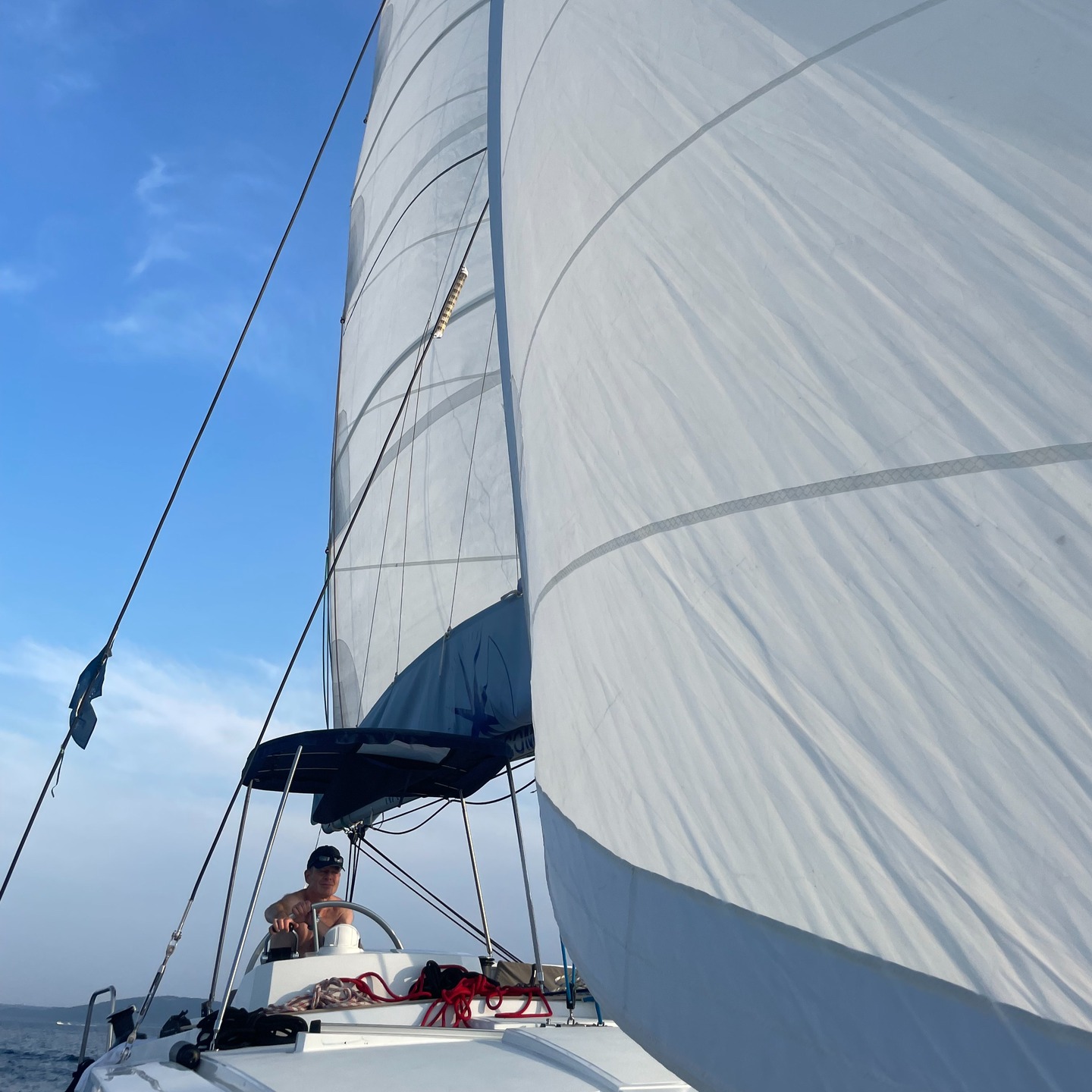 Summer throwback time - It may not look it, but there was actually only about 3.4 knots of wind when this was taken. Here is Simon making the best of it anyway!