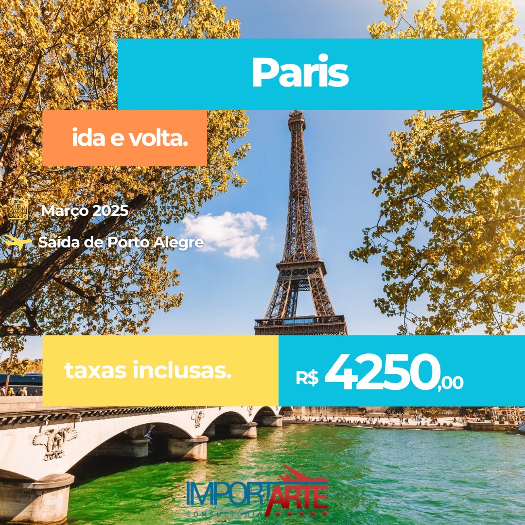 Paris em 2025 pode ser o seu próximo destino!
Aproveite essa promoção exclusiva para conhecer a cidade mais romântica do mundo, cheia de cultura, arte e história.
✔️ Ida e volta
✔️ Saída de Porto Alegre
✔️ Março de 2025
✔️ Taxas inclusas
Tudo isso por apenas R$ 4.250,00.
Garanta já a sua viagem com a Importarte Consultoria e viva momentos inesquecíveis!
#Paris #DestinoEuropa #Turismo #PassagensAéreas #ViagemParaEuropa #PromoçãoDeViagem #ViajarÉViver #ViagemInternacional #ImportarteConsultoria