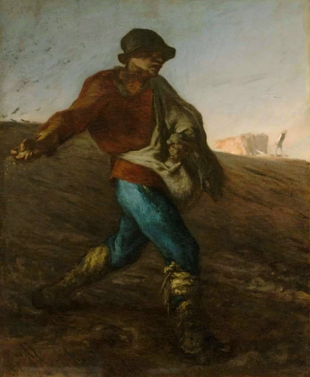 JEAN-FRANCOIS MILLET, 1814-1875, Ecole de Barbizon
Le peintre du travail rural, Millet a été reconnu de son vivant, l'Angelus est au Louvre et a été admiré de tous. Son plus grand admirateur était Van Gogh qui, pendant sa courte période parmi nous, portait sous son bras sa précieuse collection d'estampes de Millet et en à peint plusieurs interprétations.
