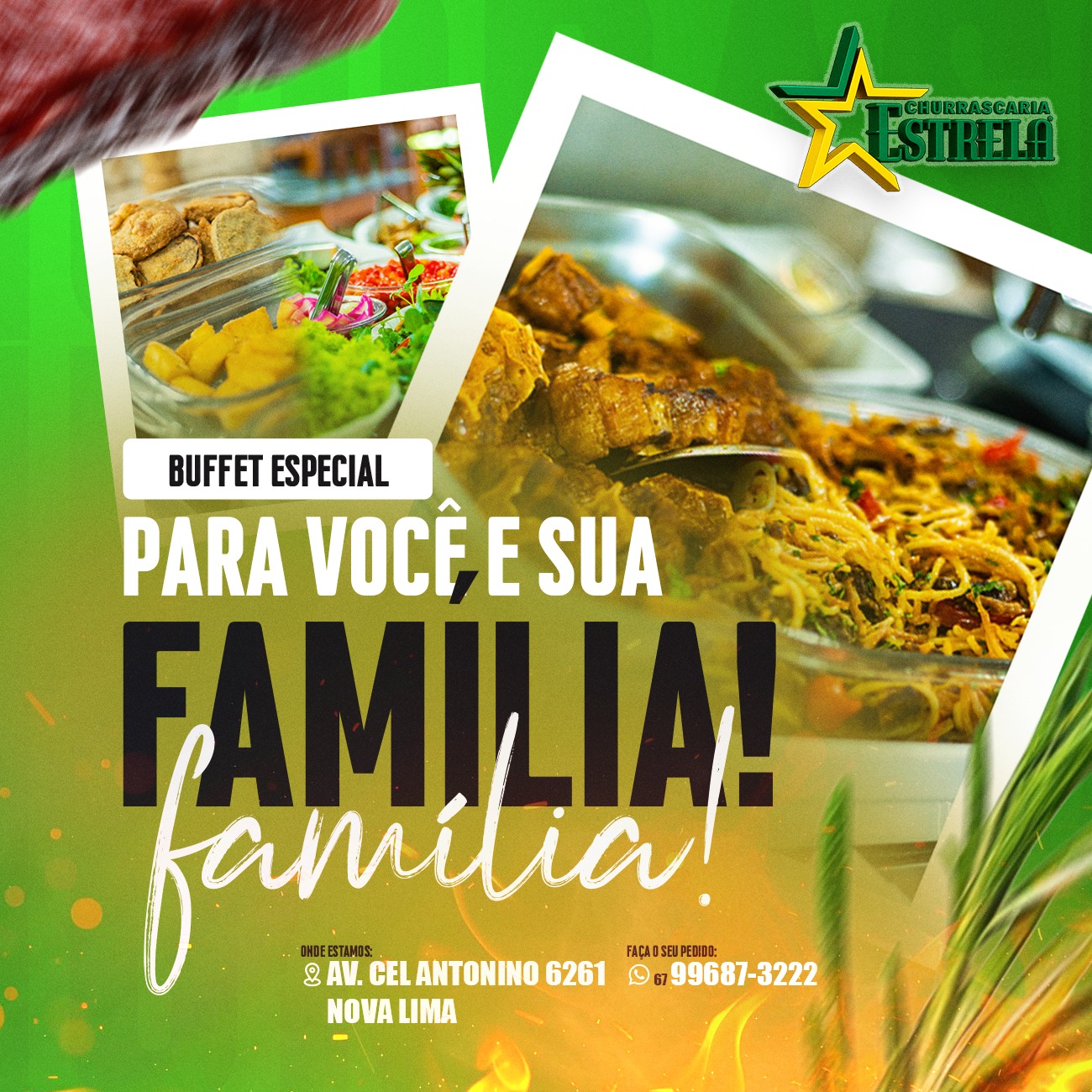 🥩🔥 O sabor que a sua família merece está te esperando na Churrascaria Estrela!
De segunda a sexta, aproveite nosso Buffet Especial por apenas R$49,90 🤩🍽️
Um buffet completo, feito para agradar todos os paladares da família 👨👩👧👦❤️
📍 Av. Cel. Antonino, 6261 – Nova Lima (em frente ao Alphaville)
✨ Vem saborear momentos especiais com a gente!
#ChurrascariaEstrela #BuffetEspecial #SaborQueUne #ComidaBoa #NovaLimaMS #Churrasco #BuffetCompleto #familiaemprimeirolugar