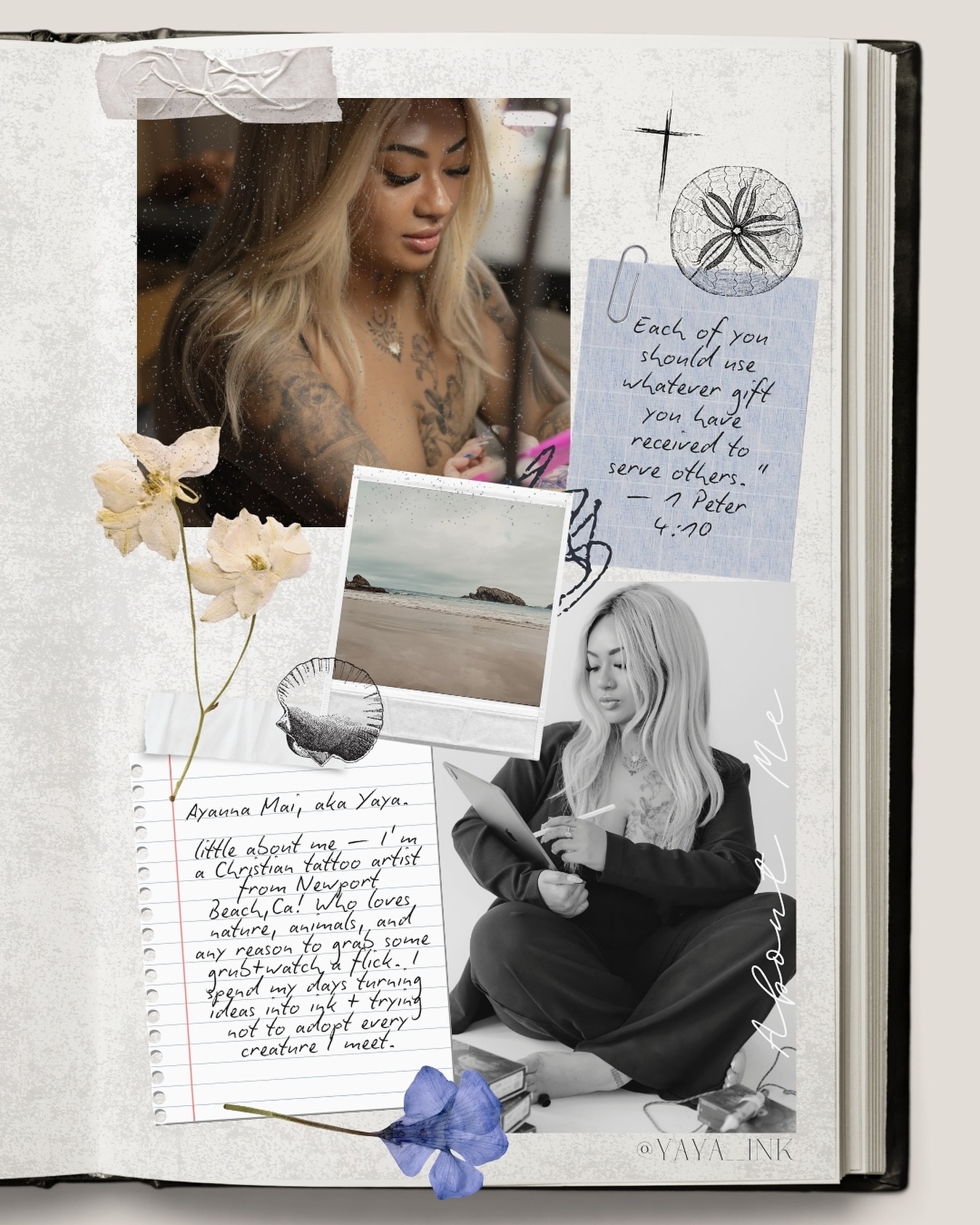 🌷Howdy—I’m Ayauna Lawless(for most Yaya 🤍)
Doing a little about me˖᯽ ݁˖· ─ I’ve been tattooing for about 5yrs now. I started in Newport Beach, California, where I grew up soaking up sun, salt water, and way too much coffee 𓂃 ོ☼𓂃— tattooing there for three years. Then I moved with my husband, Loki (military life!), to Washington State for two years, and now we’re in Fort Worth, Texas ready to plant our roots in the Lone Star State🤠
Before tattoos, I was studying film editing 📽️and daydreaming about vet school🩺 or nursing because I’ve always loved helping people and animals. 🩻But being completely transparent at 19, debt didn’t sound cute & wanted to avoid it like the plague.. I got my first few tattoos, got obsessed, and started apprenticing right after my 20th birthday. Honestly, I know God pointed me here — especially when COVID shut down the film industry in 2020& made the medical field super intense!
At first, I didn’t feel like I fit the “tattoo artist” mold — I wasn’t the classic badass type I thought. But I fell in love with fine line style tattooing, It was soft+ feminine. It was delicate art for people who want something meaningful ina cute less intense package.
💞✨I also make it my mission to make tattoo shops less scary. I get it — walking in for your first tattoo feels like auditioning for a secret club. I push my clients to speak up, be honest, and feel totally comfortable with the whole process. My work is my way of connecting — every tattoo is a little peek into someone’s story. I make a point to make shops less scary, encouraging honesty, questions, and confidence.
I’m endlessly grateful for every client who’s trusted me with their skin — locals, out of state side travelers, and even people who flew in from other countries (seriously, you guys are wild 😭💞). Knowing my art becomes part of someone’s story is the kind of joy that keeps me going every single day.
Thank you if you read it this Far😉 You must like me or somethin’
Oxox— Yaya