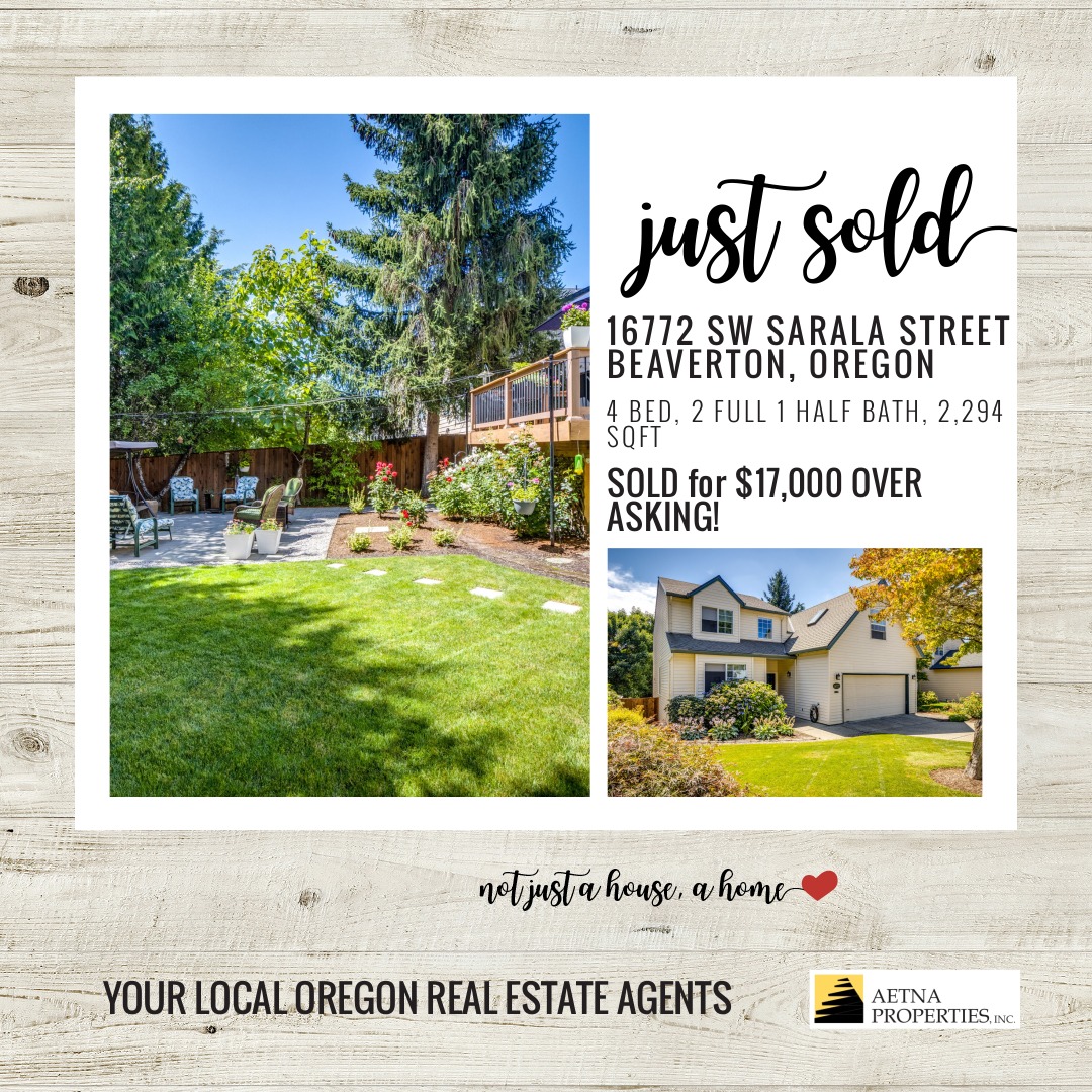 Our beautiful Cooper Mountain listing has sold! The details and pricing on listings matter. Trust your Aetna Properties experts to get the details right and get the house sold!
Aetna Properties
503-699-4732
www.aetnaproperties.com