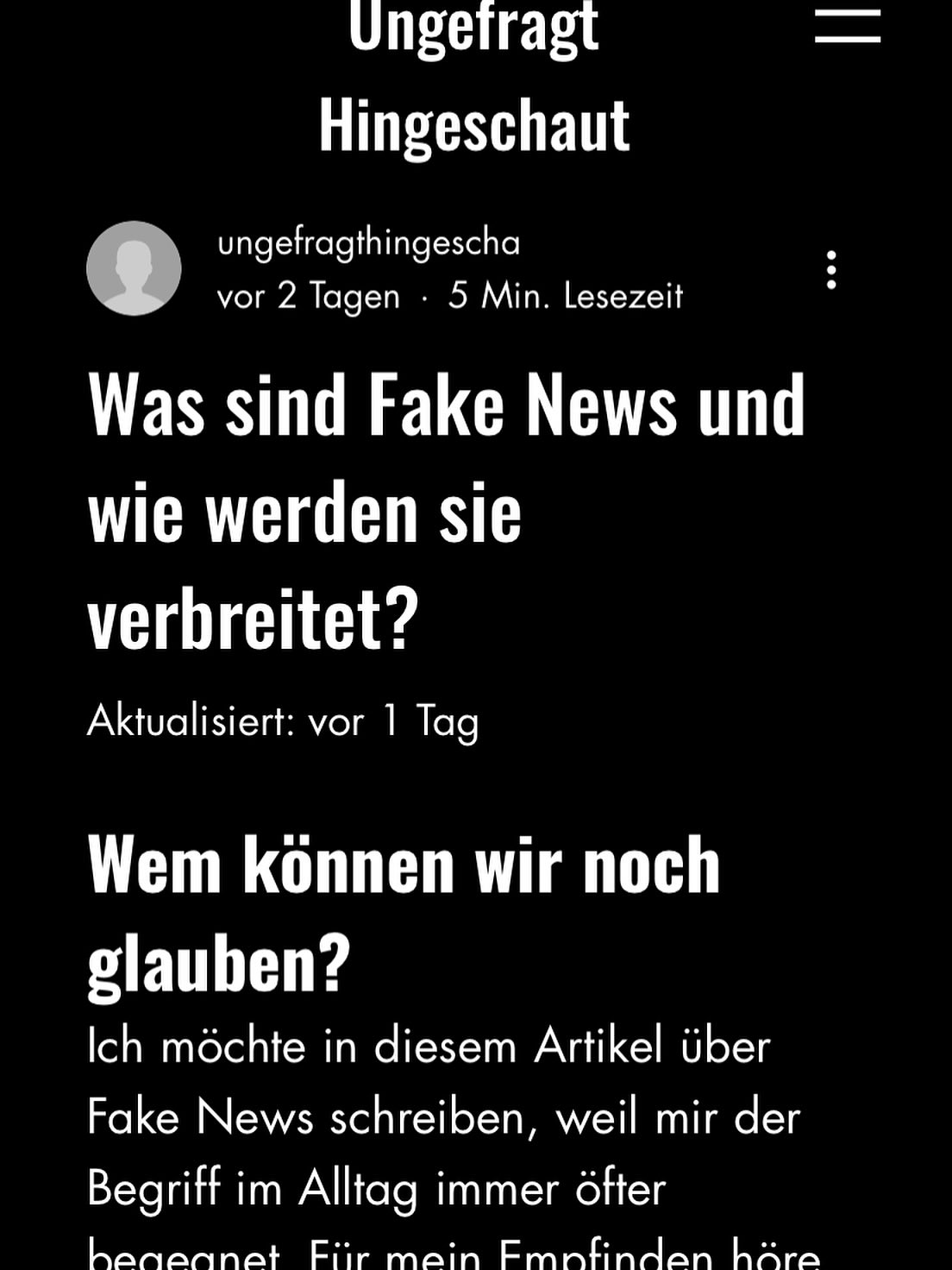 📬Sind doch alles Fake News oder nicht?
In diesem Beitrag habe ich mir die Grundlegenden Begriffe und Verbreitungsmethoden von Fake News angesehen.
Seid ihr schon mal mit Fake News oder Desinformation in Berührung gekommen?
👀Viel spaß beim lesen und bleibt neugierig 👀