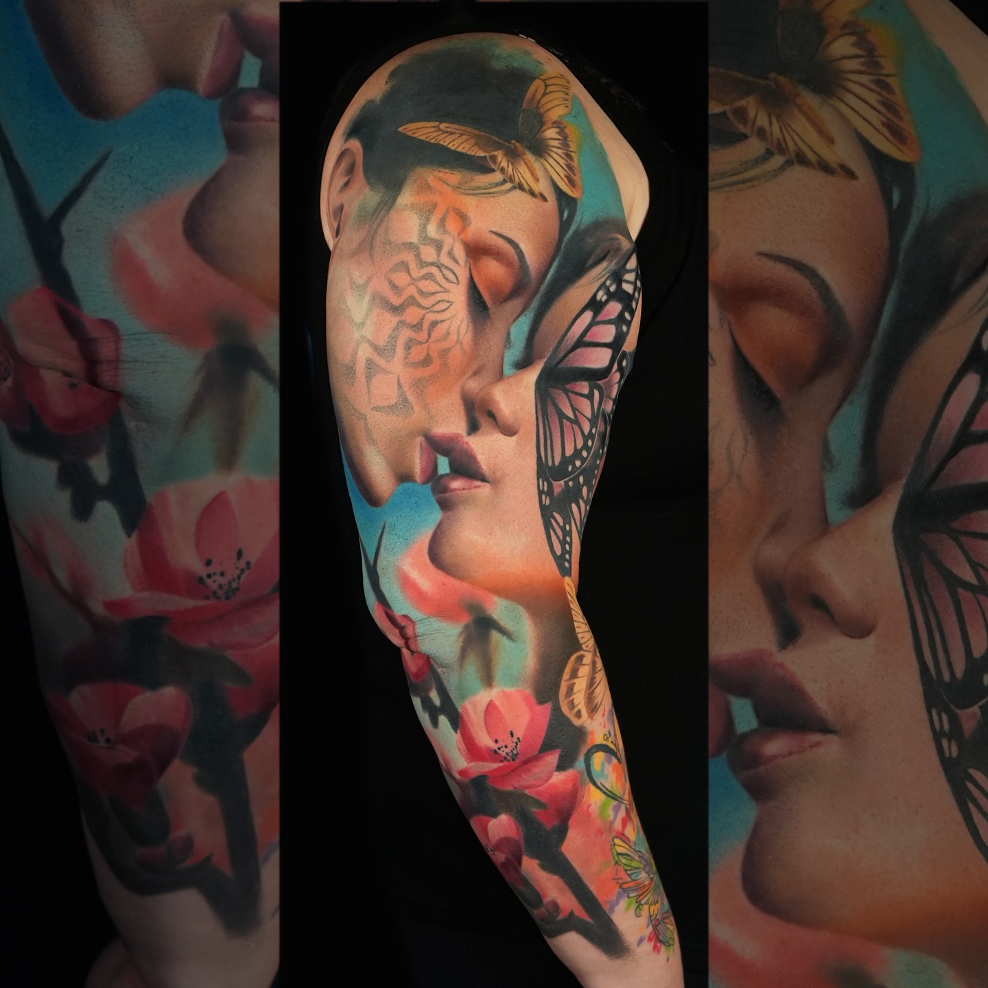 I love it when someone gives me full artistic freedom to create something beautiful. The only direction she gave me was to make it soft and feminine, with butterflies and flowers. #healed outer sleeve