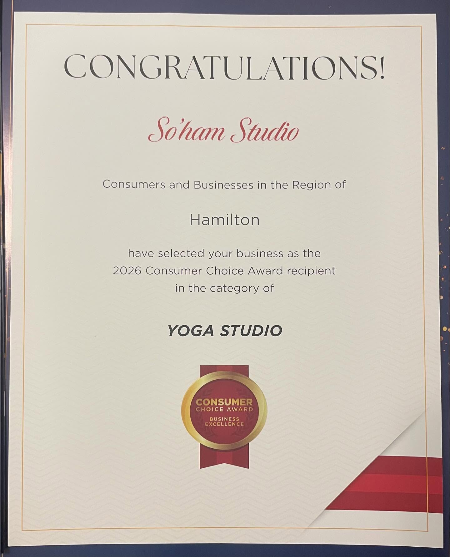 Grateful! 🙏🏼 We're overjoyed to have achieved this incredible achievement! With only two years building this community, we're proud to be acknowledged for our exceptional service. Your reviews and encouragement show us that our community vision is taking shape. Here's to the collective at So'ham Studio! 🤍