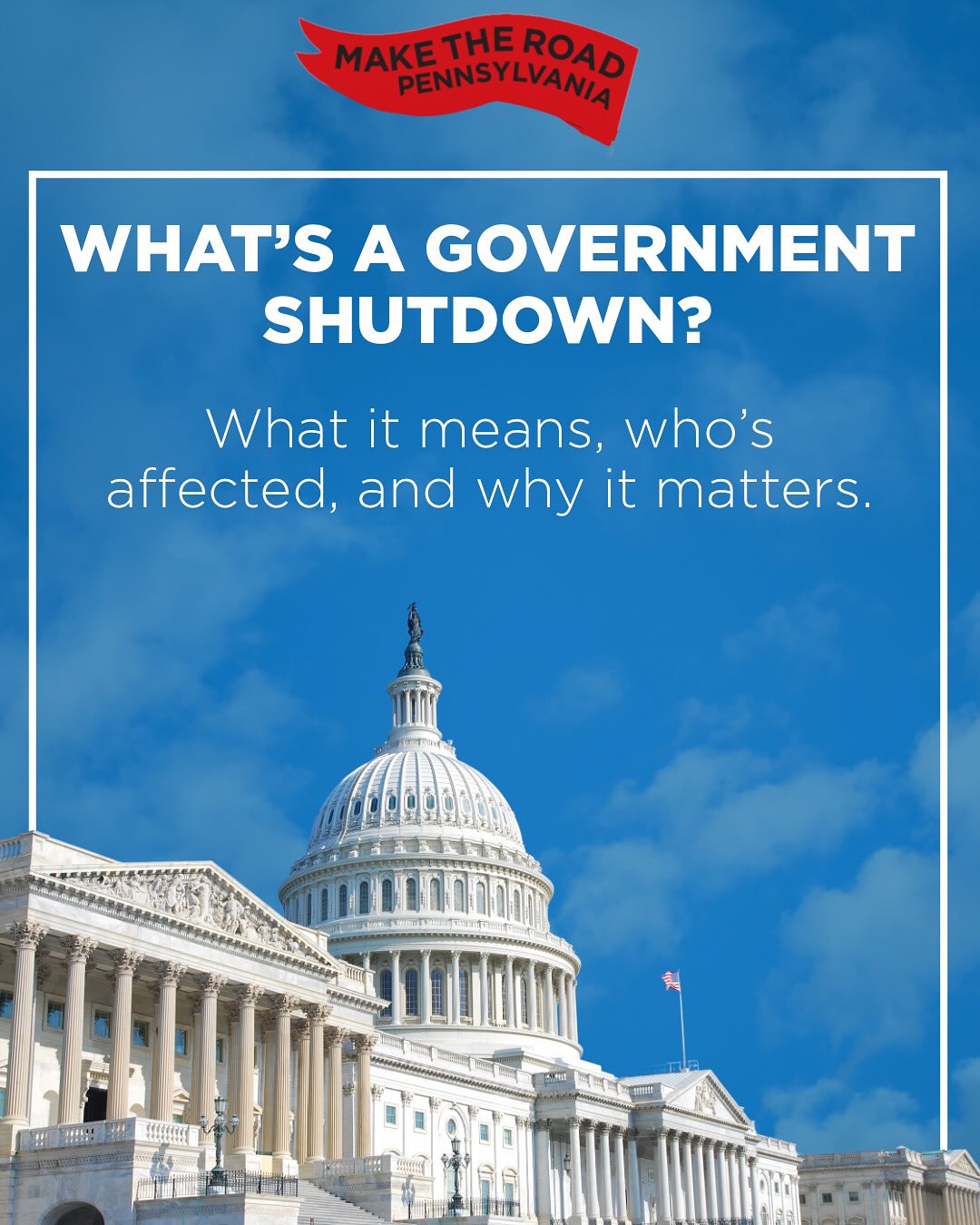 (deslizar para español) While key services for veterans are shut down today, ICE is continuing to abduct and disappear our community members at full speed. While the Department of Education, Environmental Protection Agency and Department of Labor face massive employee furloughs, 95% of the Department of Homeland Security has been ordered to continue working - to abduct and disappear our community members. Under the first Trump administration we’ve already experienced the longest shutdown in modern history. Working Americans cannot continue to be held hostage while the rich get even richer - call your representatives today by visiting 5calls.org!
Español: Mientras los servicios clave para veteranos están suspendidos hoy, ICE continúa secuestrando y desapareciendo a miembros de nuestra comunidad a toda velocidad. Mientras el Departamento de Educación, la Agencia de Protección Ambiental y el Departamento de Trabajo enfrentan suspensiones temporales masivas de empleos, el 95% del Departamento de Seguridad Nacional ha recibido órdenes de continuar trabajando: secuestrar y desaparecer a miembros de nuestra comunidad. Bajo la primera administración de Trump, ya hemos experimentado el cierre más largo de la historia moderna. Los trabajadores estadounidenses no pueden seguir siendo rehenes mientras los ricos se enriquecen aún más. ¡Llame a sus representantes hoy mismo visitando 5calls.org!