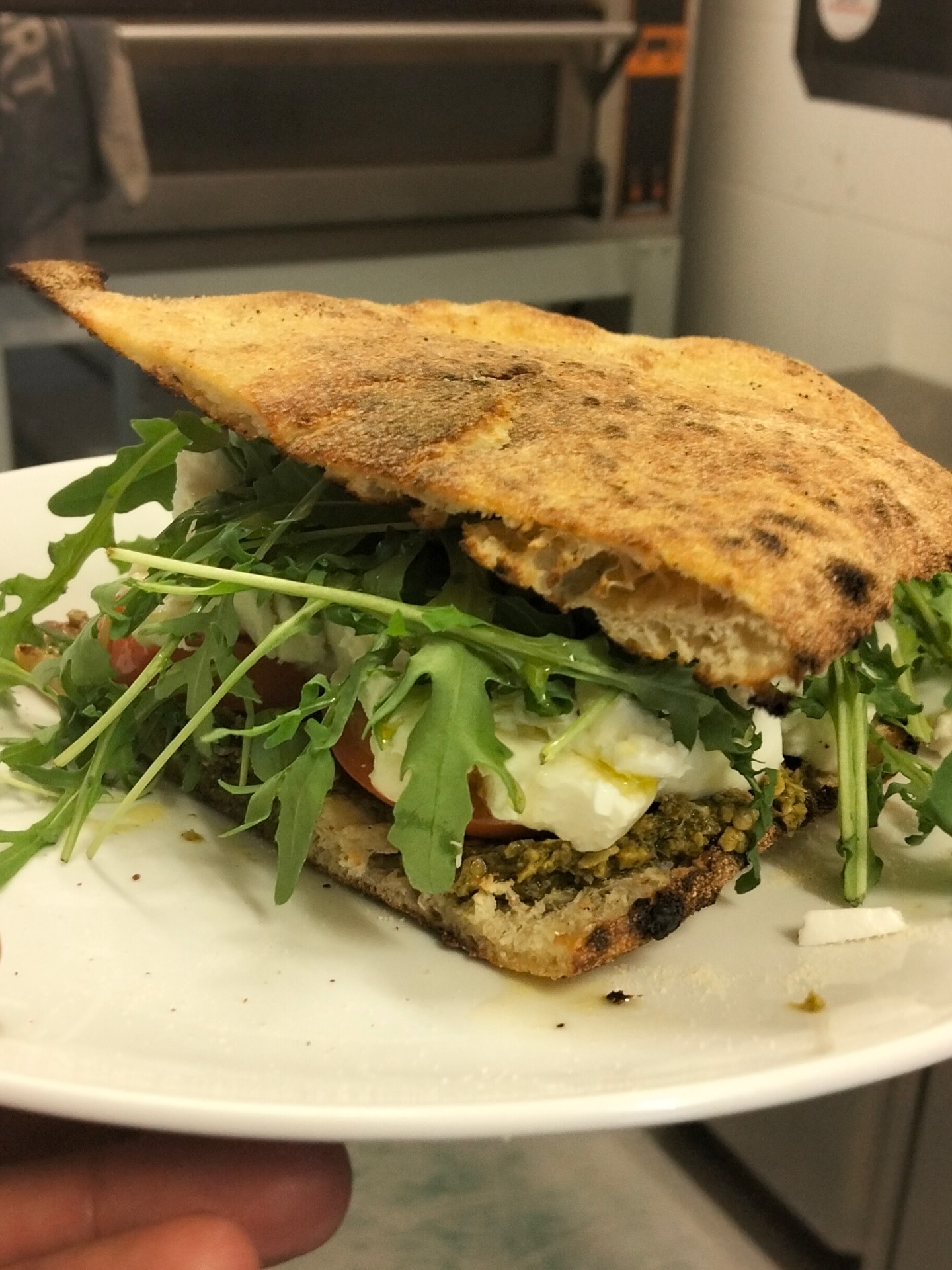 Caprese Sandwich! 🥪
Made with Fresh Rocket Salad, Creamy Dop Buffalo Mozzarella, Basil Pesto, Juicy Ripe Tomatoes 🍅🌿 everything contained in our Handmade Ciabatta Bread 
#CapreseSandwich #Foodie #FreshEats #Ciabatta #Mozzarella #ItalianFlavors #Foodstagram #EatFresh #FoodLovers #LunchGoals #HealthyEats #PestoLove