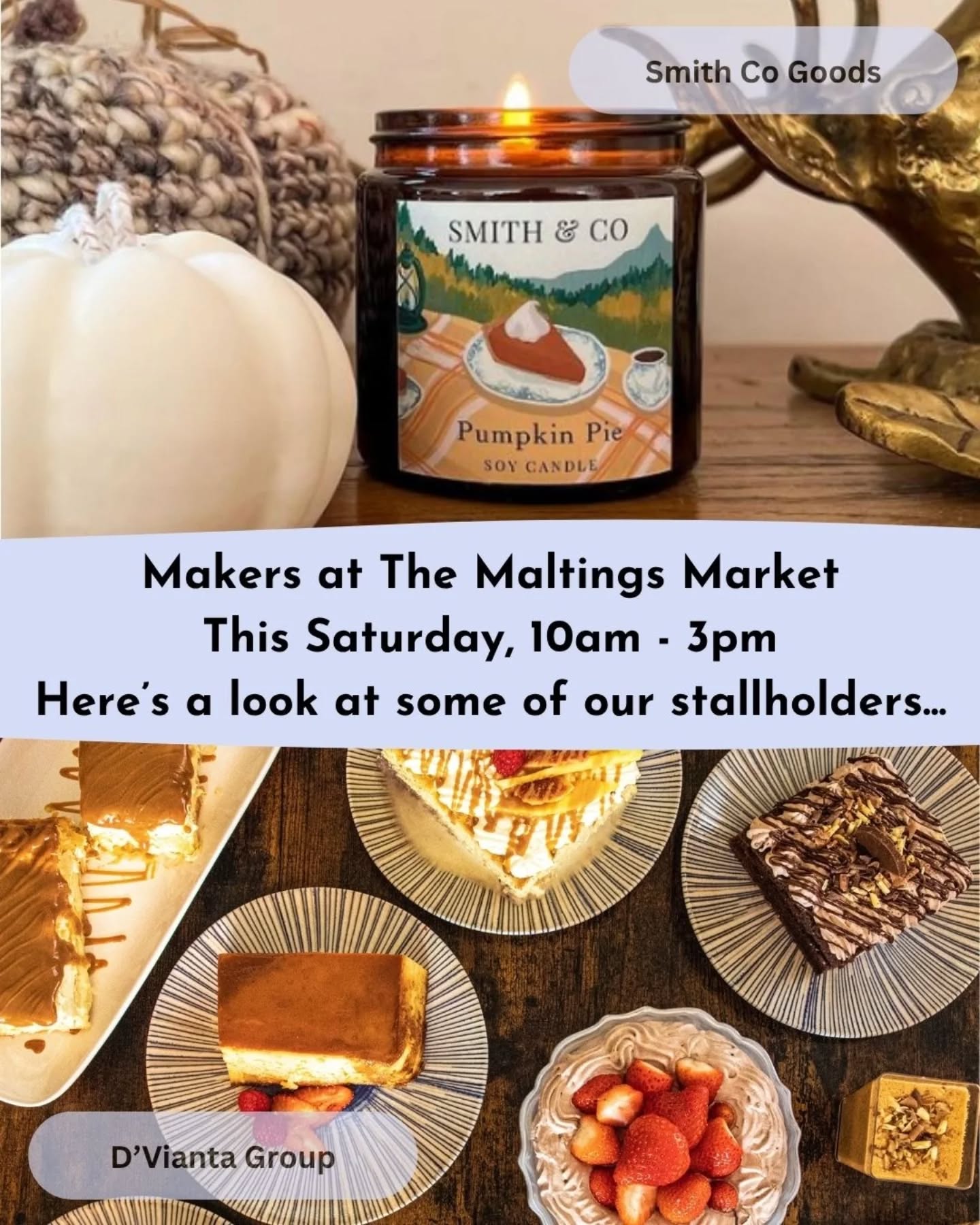 Can you believe it's been almost a month since our last market?! We're opening our doors again this Saturday with our biggest market of the year so far!
We have a wonderful selection of local, handmade small businesses joining us and we can't wait for you to visit.
Whether you're looking for a coffee and a browse to start your weekend, or fancy a spot of early Christmas shopping, The Maltings is the place to be this Saturday!
We're open 10am - 3pm and entry is free, so why not pop along and visit, bring your friends, neighbours, even well behaved dogs, and help us spread the word ✨