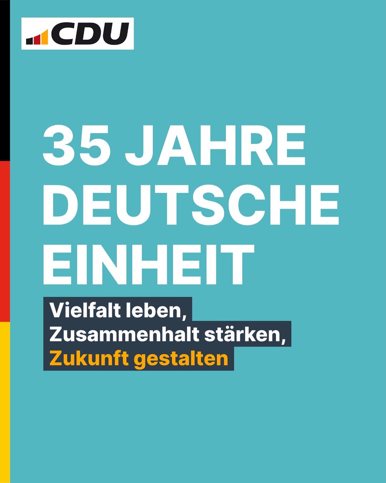 🇩🇪 3. Oktober – Tag der Deutschen Einheit 🇩🇪
Heute feiern wir den Tag, an dem Deutschland wieder zusammengewachsen ist. Ein Tag, der uns daran erinnert, wie wertvoll Freiheit, Demokratie und Zusammenhalt sind.
Der 3. Oktober zeigt: Gemeinsam können wir Grenzen überwinden und Zukunft gestalten.
Einigkeit und Recht und Freiheit verbinden uns alle.