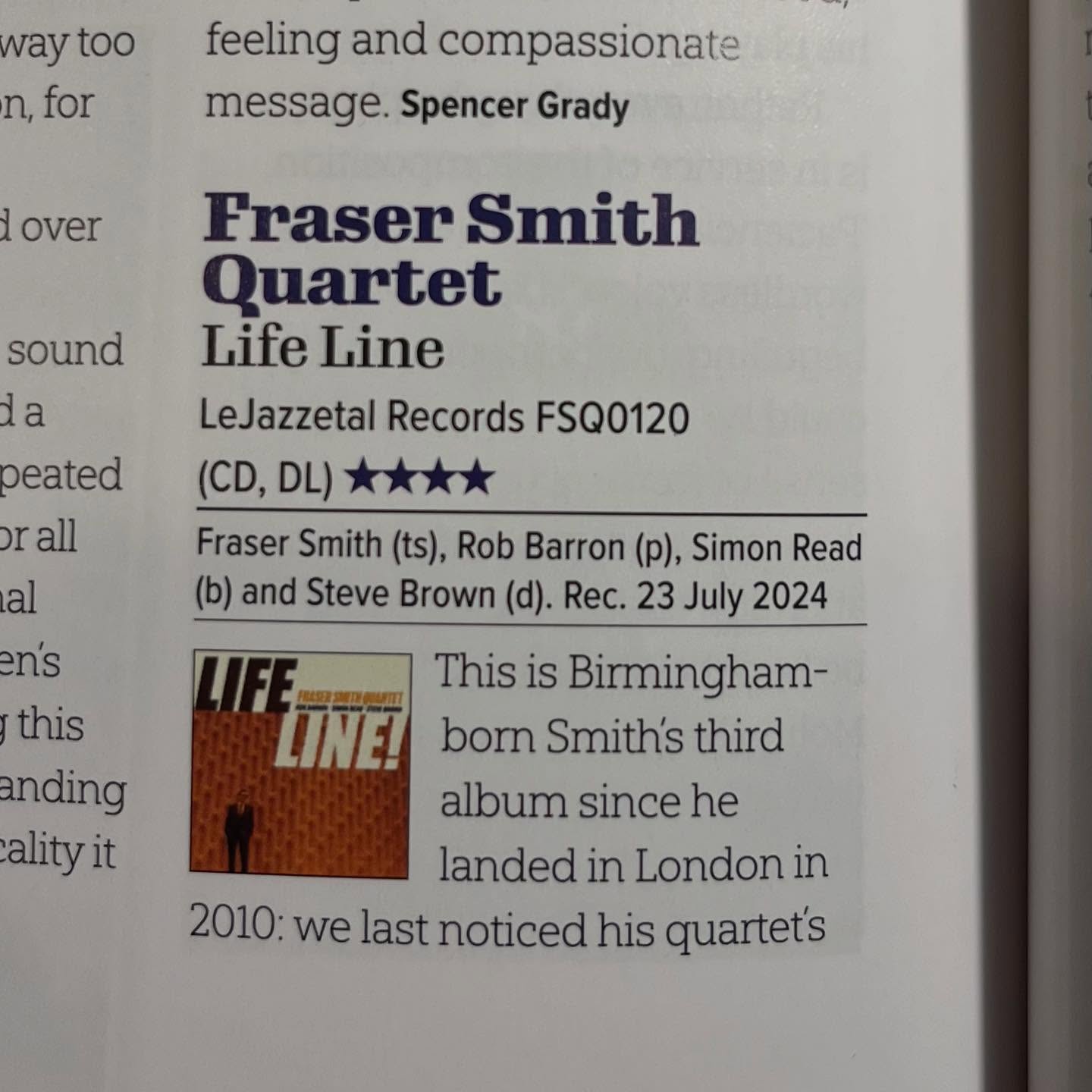 Pleased to find a four star review in this month’s @jazzwisemagazine from Peter Vacher!
.
#jazz #magazine #newmusic #band #saxophone #quartet #hardbop #ukjazz #londonjazz