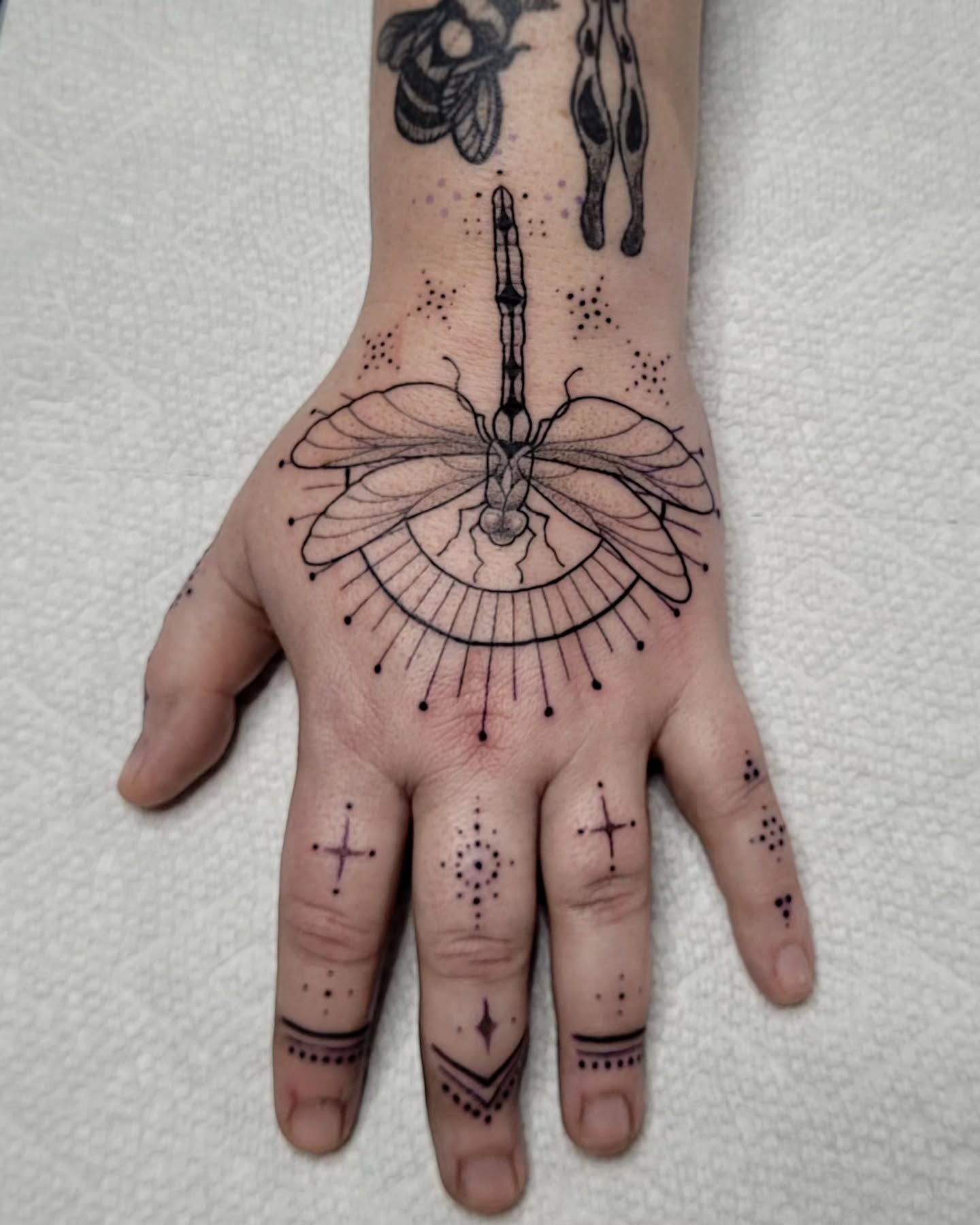 Another hand banger with ornamental fingies! I see now that the dragonfly's tail looks a little crooked in the pictures but that's just the position in the photo. Taking our time to find the best placement to flow with the movement of the body is something I genuinely enjoy and anyone who's experienced me do a 5th stencil placement because the last one was still just a millimeter off will tell ya.
Thanks again!!!
#ornamentaltattoo #handtattoo #tattoo #tattooartist #abbotsfordtattooartist #fraservalleytattooartist #vancouvertattooartist #vancouverislandtattooartist #abbotsford #fraservalley #comoxvalley #courtenaybc #nanaimo #campbellriver #bc #canada #vancouvertattoo