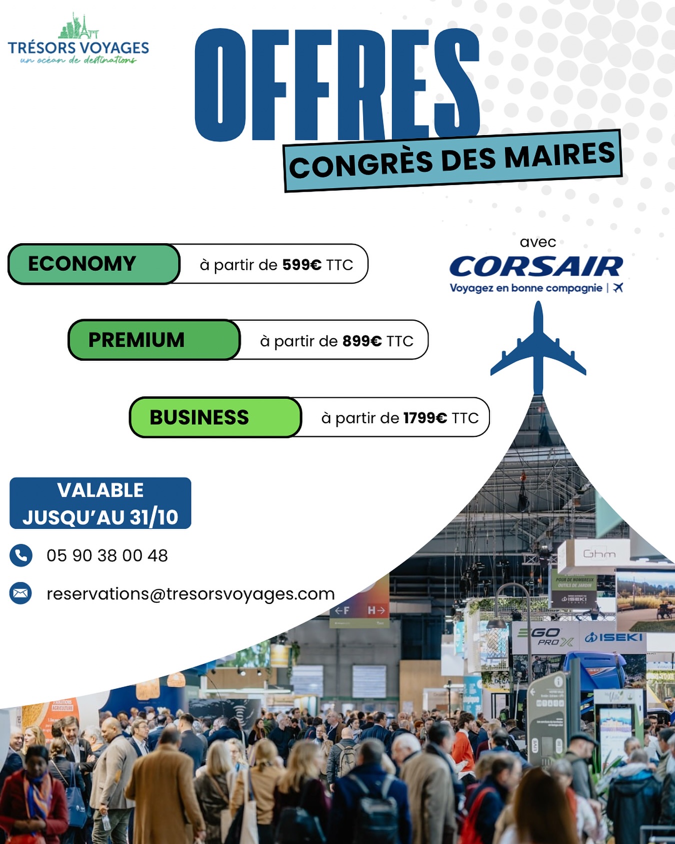 ✨ Cap sur le 107ᵉ Congrès des Maires – 18-20 novembre 2025 (Rencontre Outre-mer le 17) ! 🏛️
Trésors Voyages vous propose des tarifs exclusifs pour faciliter vos déplacements 🚆✈️
Novembre approche : laissez-nous gérer les détails, vous n’avez qu’à embarquer 🌍