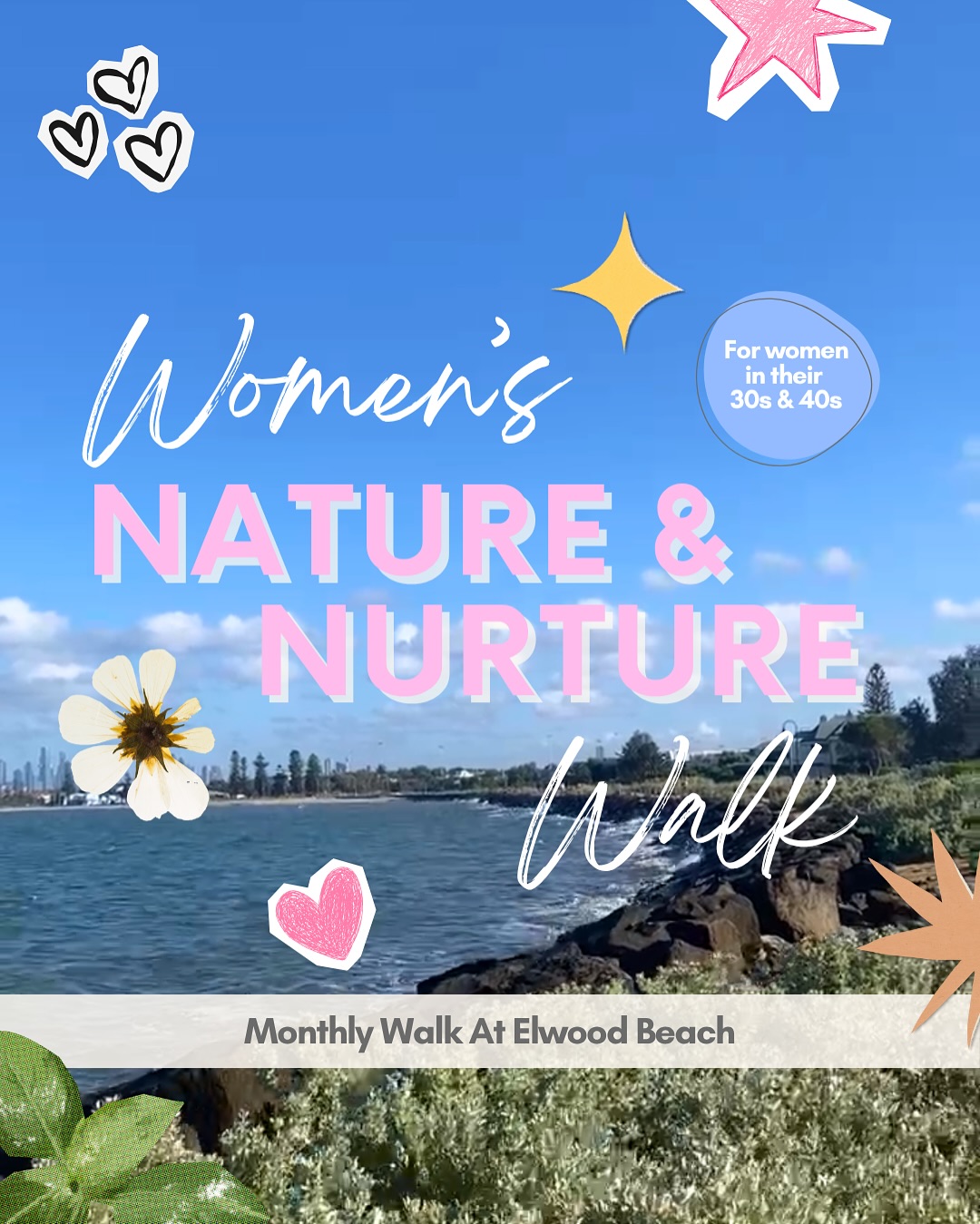 The October walking event is now open for bookings!
Weâve been blessed with beautiful weather during the past few walks and even saw a school of dolphins in the bay during one of our walks which was so magical.
The Womenâs Nature & Nurture Walk (Ages 30 - 40s) is a free community walk for women wanting to meet like minded women, make meaningful connections and nourish their nervous system.
Event Details
đ Elwood Bathers, 15 Elwood Foreshore, Elwood VIC 3184
đ
Saturday 18th October 2025 | 9:30â11am
â Meet in front of the Elwood Bathers entrance (on the carpark side, not beach side) where you can grab a takeaway coffee before we start walking along the beach.
đ Free to join â RSVP essential, please book via the Eventbrite link in my bio
Â
Please read the Eventbrite link in my bio for more info.
Â
If you know someone in Melbourne that would benefit from this event, please feel free to share this post.
Â
Cant wait!