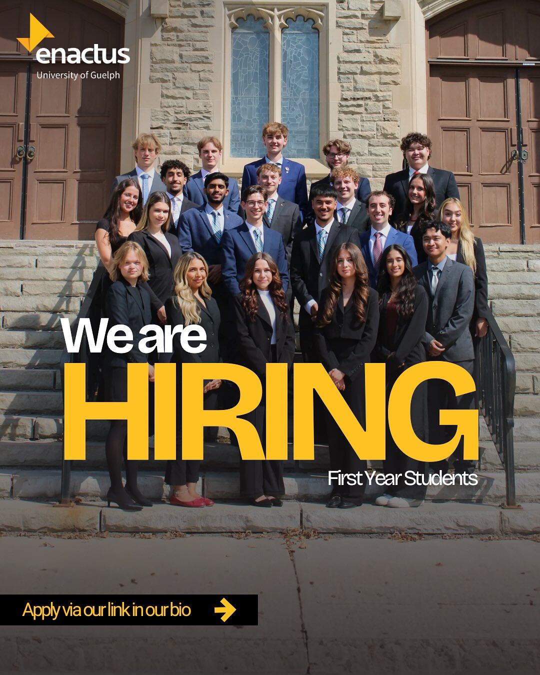 We’re Hiring!
We are looking for first year Brand Ambassadors to join our team! 🎉
Apply through the link in our bio before October 5th, 2025! ⏰
#enactus #enactusguelph #guelph #club #gryphon #enactuscanada #uofguelph #lang #hiring #brandambassador