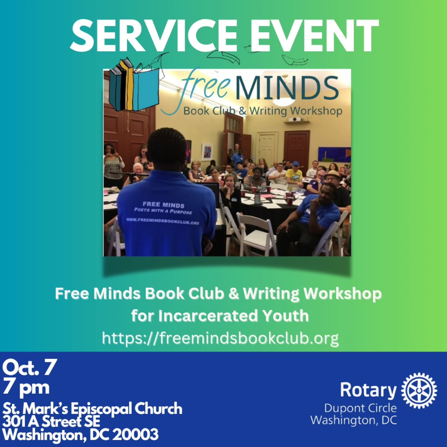 Join us for an in-person Write Night at St. Mark's on Capitol Hill on October 7th from 7:00 to 8:30 pm! You'll be able to read and respond to poetry written by our incarcerated members. All comments will be mailed to the incarcerated poets after the event. Your feedback is an invaluable source of hope and connection for the members.
This event will be held in the Nave at St. Mark's. Guests can use the side entrance by the courtyard. Light refreshments will be provided.
Visit https://freemindsbookclub.org for more information.
Time: 7:00 - 8:30 pm
Location: St. Mark’s Episcopal Church
301 A Street SE
Washington, DC 20003
See you there!