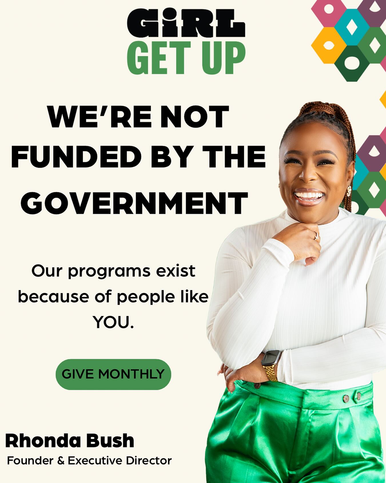 At this time, Girl Get Up Society @girlgetupsociety is not funded by the
At this time, Girl Get Up Society is not funded by the government.
Everything we do, from helping women and girls access therapy, to running support groups, to creating safe spaces for healing, is possible because of folks like YOU who choose to give.
No big checks from the state. No funding from the feds. Just real people with big hearts who believe in this work. That’s who’s been keeping us going.
But here’s the thing…we need our Executive Director full-time to manage the increased demand for our services.
We launched a 90-day campaign to get the full-time leadership GGUS deserves, so we can keep going, keep growing, and keep showing up.
We need 500 people to say “I got you” with $25/month. That’s it.
💚 Tap the link to become a recurring donor today.
https://girlgetupsociety.networkforgood.com/projects/234567-her-full-time-heart-our-full-time-hope
Everything we do, from helping women and girls access therapy, to running support groups, to creating safe spaces for healing, is possible because of folks like YOU who choose to give.
No big checks from the state. No funding from the feds. Just real people with big hearts who believe in this work. That’s who’s been keeping us going.
But here’s the thing…we need our Executive Director full-time to manage the increased demand for our services.
We launched a 90-day campaign to get the full-time leadership GGUS deserves, so we can keep going, keep growing, and keep showing up.
We need 500 people to say “I got you” with $25/month. That’s it.
💚 Tap the link to become a recurring donor today.
https://girlgetupsociety.networkforgood.com/projects/234567-her-full-time-heart-our-full-time-hope