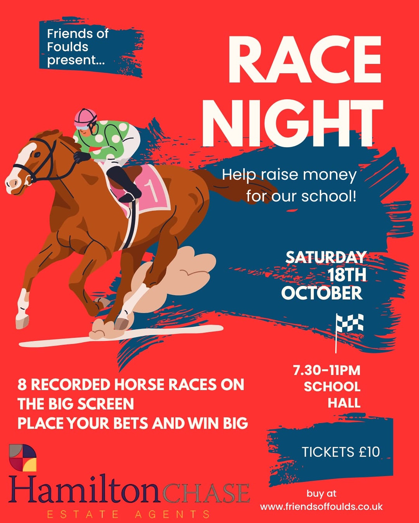 Race Night is coming!
Friends of Foulds presents an epic night of fun, flutter and fundraising ๐
๐ฅ 8 recorded races on the big screen
๐ธ Place your bets & win big
๐๏ธ Tickets just ยฃ10 โ adults only
๐ Foulds School Hall
๐
Saturday 18th October | 7.30โ11pm
๐ท Bar + brilliant prizes = a top night out!
Get your tickets now: www.friendsoffoulds.co.uk
#RaceNight #FouldsSchool #BarnetEvents #PTAFundraiser #FouldsPTA #SupportLocalSchools