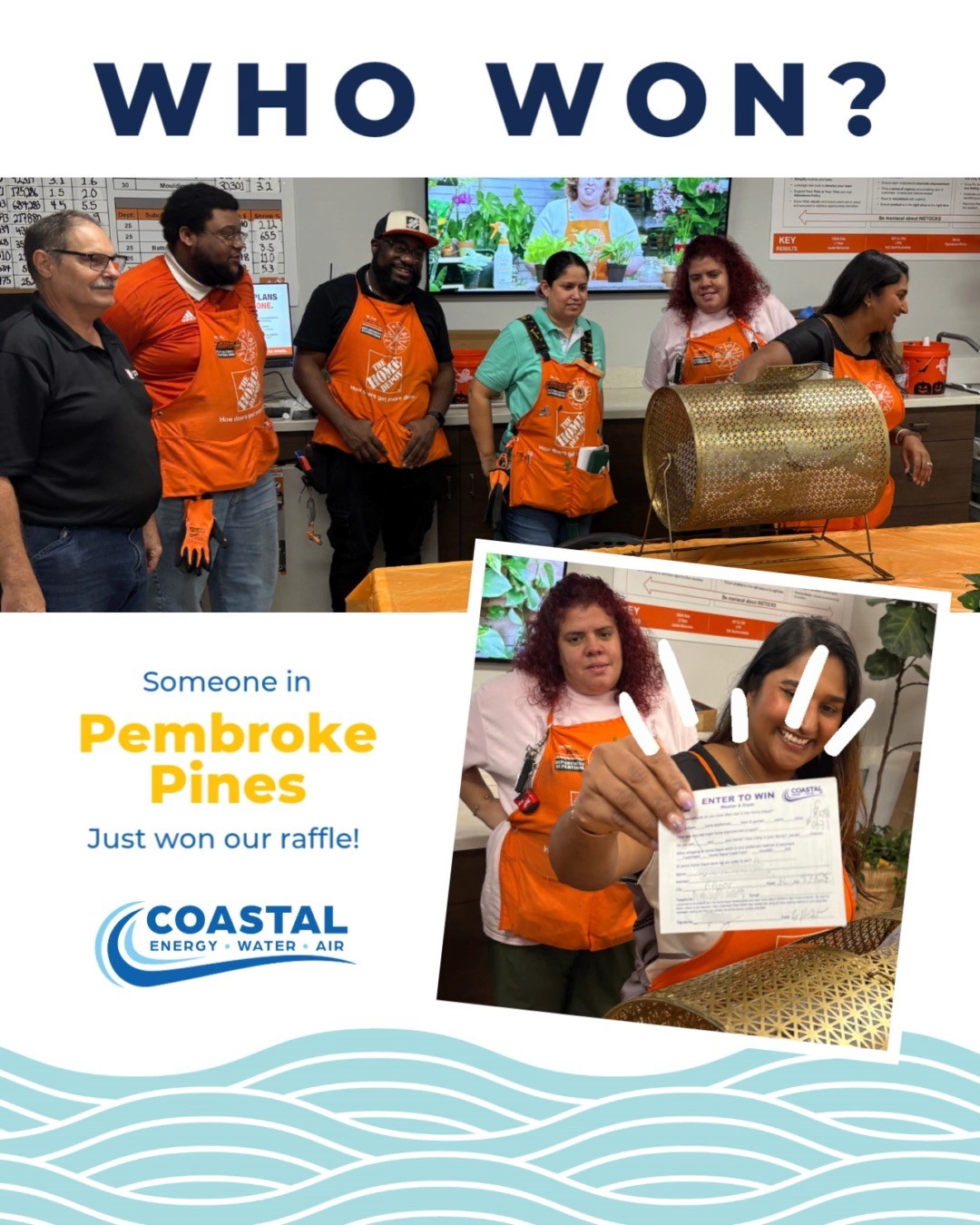 🎉 Congratulations to N.P. from Pembroke Pines 🎉
You’re the lucky winner of our raffle — choosing between a brand-new Washer & Dryer OR a $1,600 Home Depot Gift Card! 🏡✨
Thank you to everyone who entered 🙌 Stay tuned for more exciting giveaways from Coastal Energy Water & Air. 💧
#coastalewa #Winner #RaffleWinner #PembrokePines #GiveawayWinner #HomeDepot #SouthFloridaLife #CommunityGiveaway