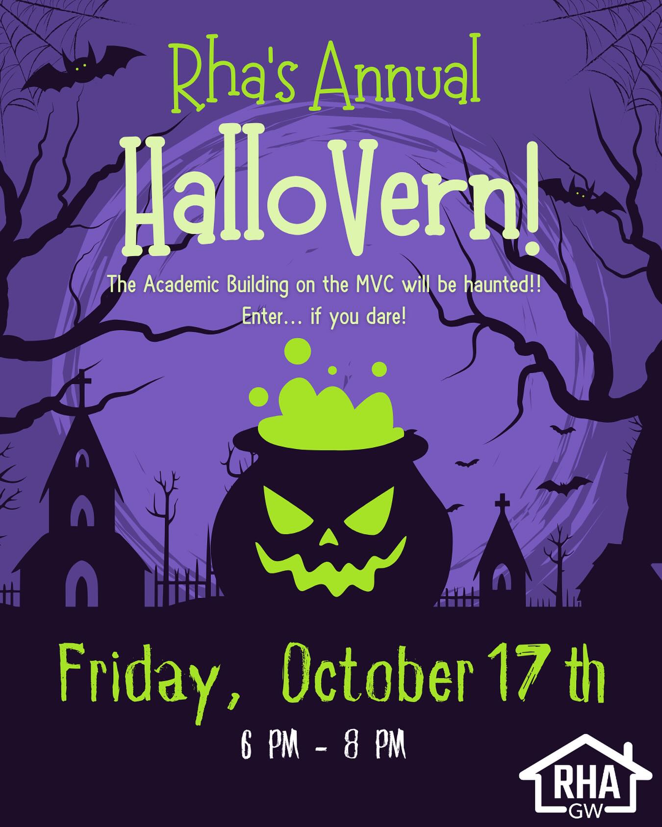 🎃🕸️ Presenting RHA’s Annual HalloVern for 2025!! 🕸️🎃
Come enjoy an adventurous Autumn night of spooks, haunts, and candy, all on GWU’s beautiful Mount Vernon Campus! With the Academic Hall FULL of haunts and adventures, you will undoubtedly be in for the time of your life :)
Can’t wait to see you there >:D
#rha #halloween #hallovern #mountvernoncampus #hauntedhouse