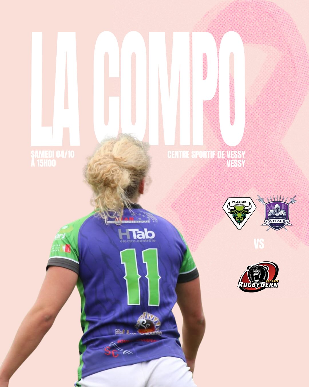 ⚡️Composition de l'équipe⚡️
Voici l'équipe sélectionnée pour le match contre @rugbybern.
.
Ce match est aussi l'occasion de se mobiliser avec la @liguegenevoisecontrelecancer. Des animations et une vente de pâtisseries vous attendent pour la 3ème mi-temps 💗
.
Nous vous attendons nombreux.euses au centre sportif de Vessy🎀✨
💜ONE MORE GAME💜