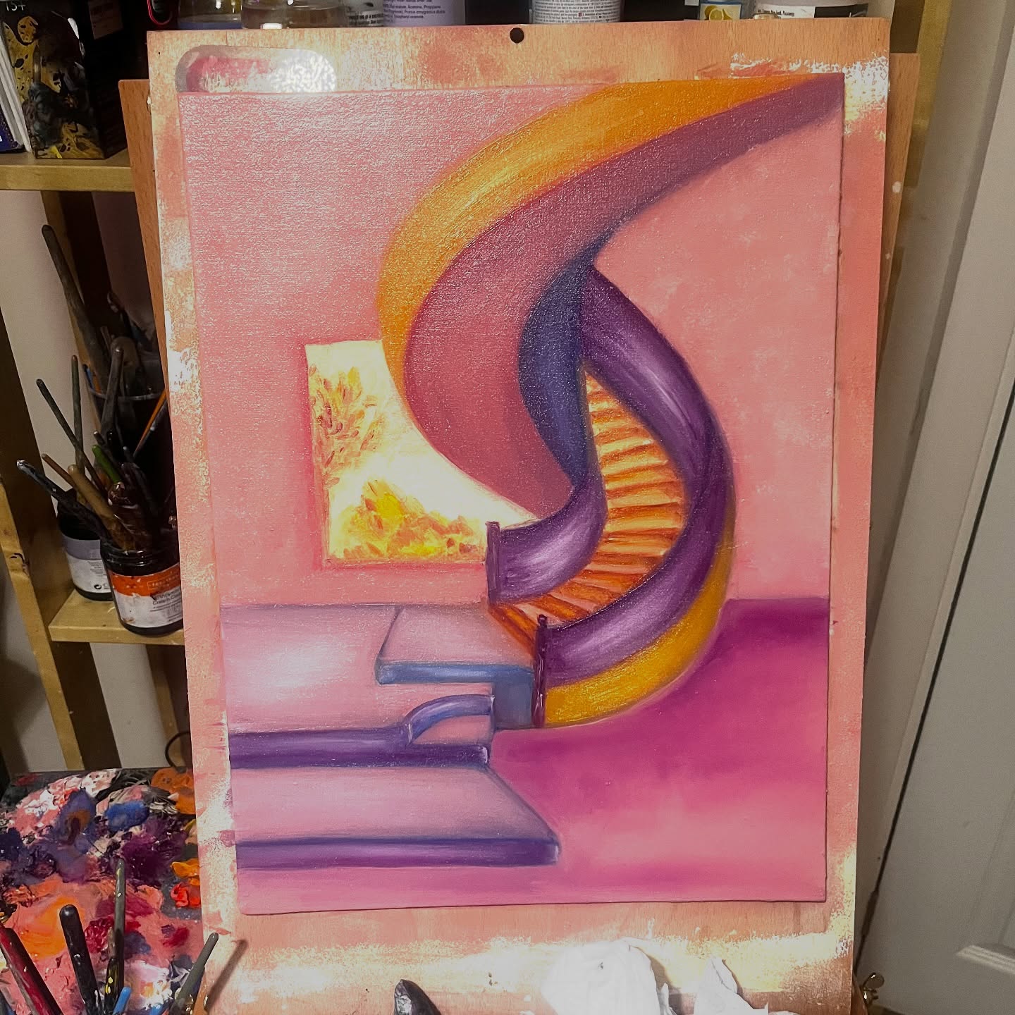 New wip 🚧
Best thing when you show someone your work and they see something in it you’ve not thought about at all.
So this piece offers a deep contrast between happy bright colors and a sense of loneliness and isolation… 🧩
What do you think?