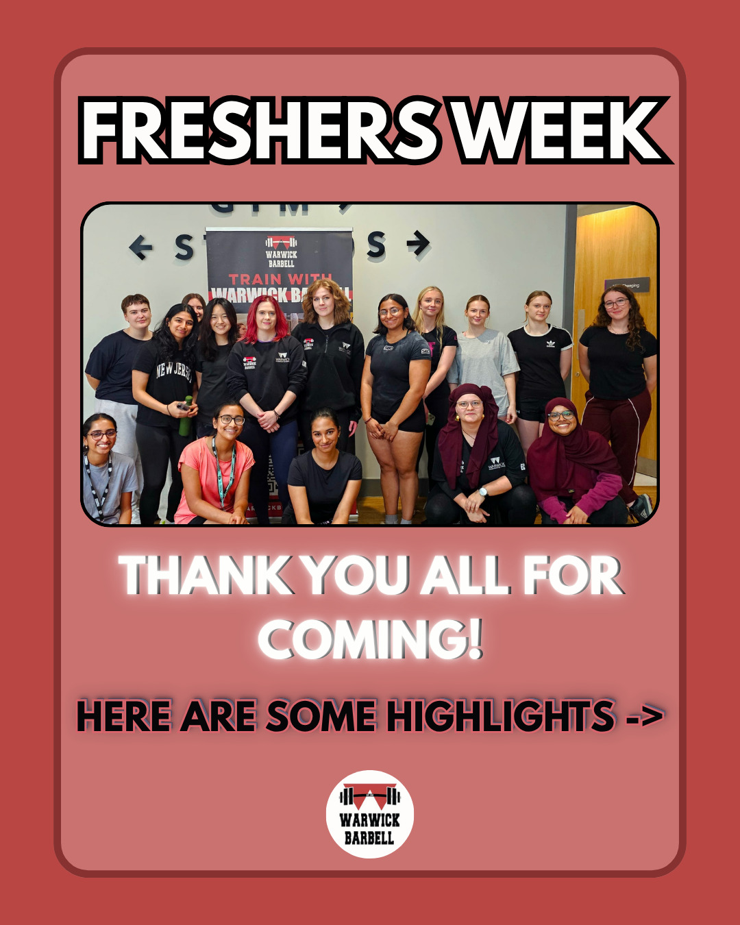 And that's a wrap! Yesterday concluded the final day of our freshers week events with Barbell Brunch and a Games Night.
We hope that everyone who showed up to any of the events had a great time - it was lovely to see so many of you keen and interested in the club!
A reminder that the next two weeks are taster weeks, so you are more than welcome to come to any of our training sessions and socials without needing to purchase a membership! We then require you to buy a membership following that in order to join in.
@warwicksuofficial