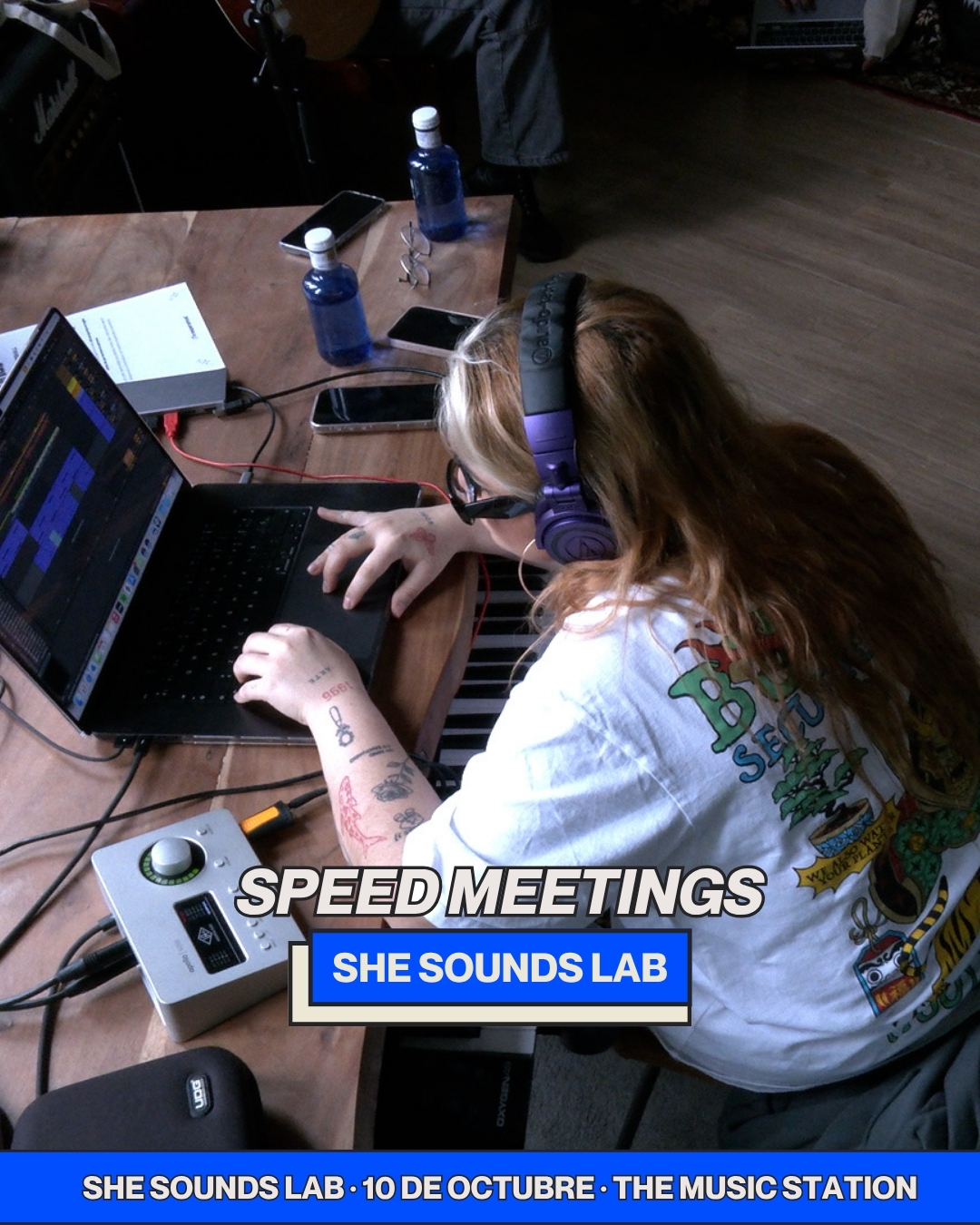 En los Speed Meetings abrimos dos espacios íntimos y dinámicos de:
🎤 Management
Reuniones de 7 minutos entre nuevas managers, artistas y profesionales con más experiencia para compartir aprendizajes, consejos y posibles colaboraciones.
🎛 Producción
Encuentros personalizados con productoras referentes para resolver dudas, recibir orientación práctica y dar tus primeros pasos con confianza en el mundo de la producción.
Dos oportunidades únicas para acercarte a la industria de forma directa, honesta y cercana.
#shesoundslab