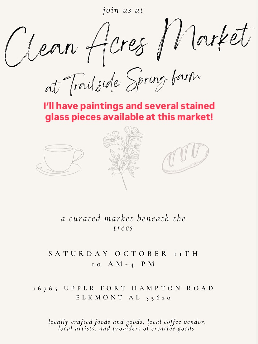 See y’all this upcoming Saturday at Clean Acres Market in Elkmont. Will be a lot of fun to slow down, enjoy nature, food (and coffee!), fellowship, and browse local vendor booths. (There may be 🐑 there ☺️)