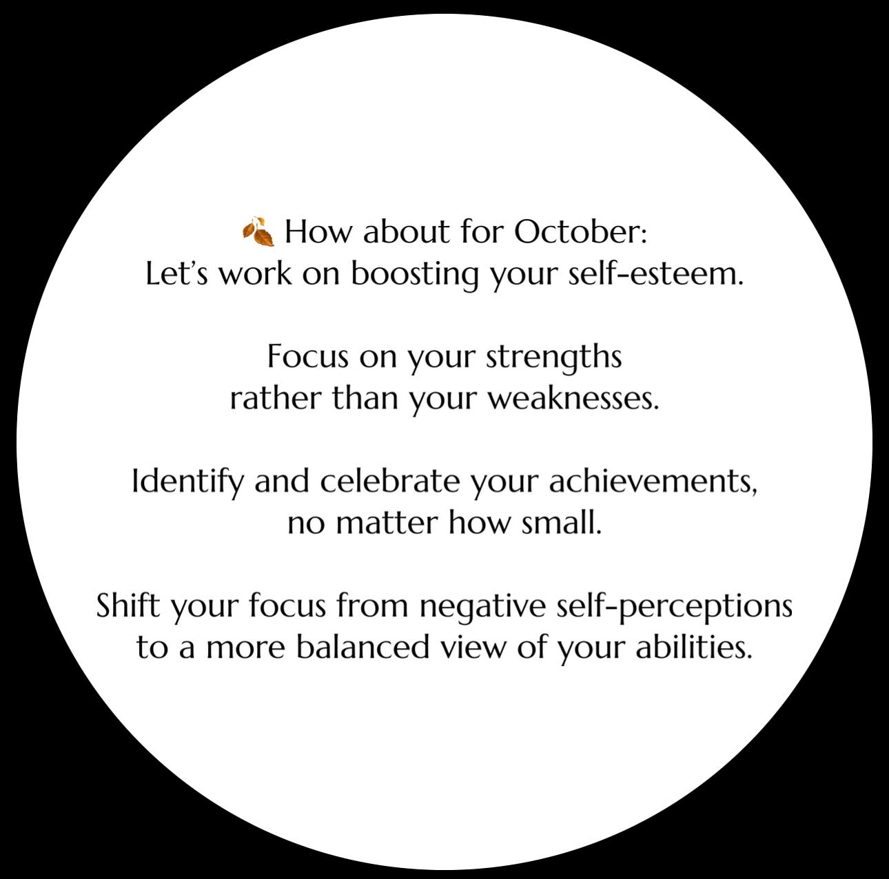 …
Boosting self-esteem this October … start out intentionally then make it into a habit so that it becomes just something that you do.
#selfesteem #selfworth #selfwork