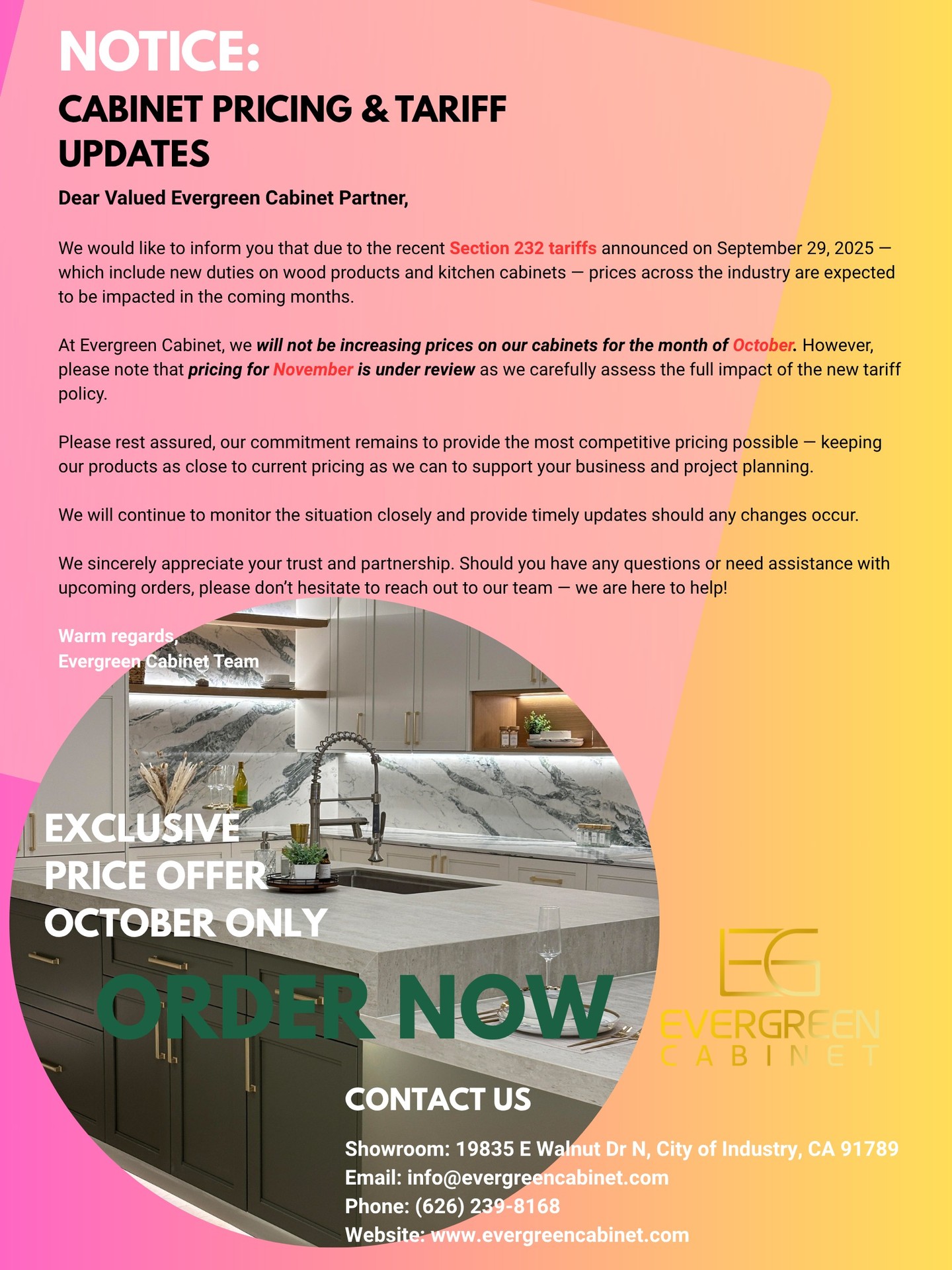 Tariffs may raise prices. Order now to lock in rates!