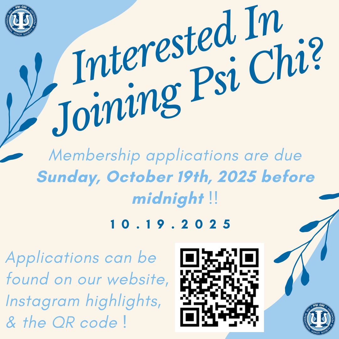 Application deadline is OCTOBER 19 at midnight!!!
We look forward to welcoming in the next new group of Psi Chi members!
#psichi #uic2025 #uicpsychology #psych