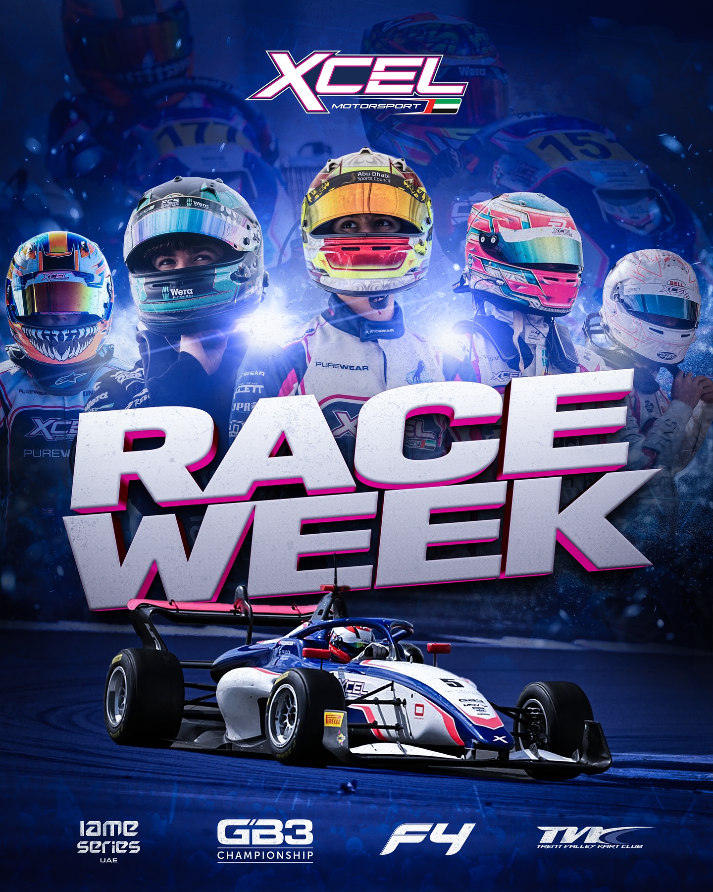 Our biggest race week to date with 4 teams racing at 4 different venues!
GB3 - Donington Park, R7
British F4 - Brands Hatch, R10
UAE Karting Team - RAK Track, R1 Iame UAE Series
UK Karting Team - PFI, TVKC Club Meeting
Good luck to all of our drivers racing this weekend and thanks to all of our staff who make this all possible.
#xcelmotorsport #gb3 #britishf4 #iameuae #pfi #raktrack