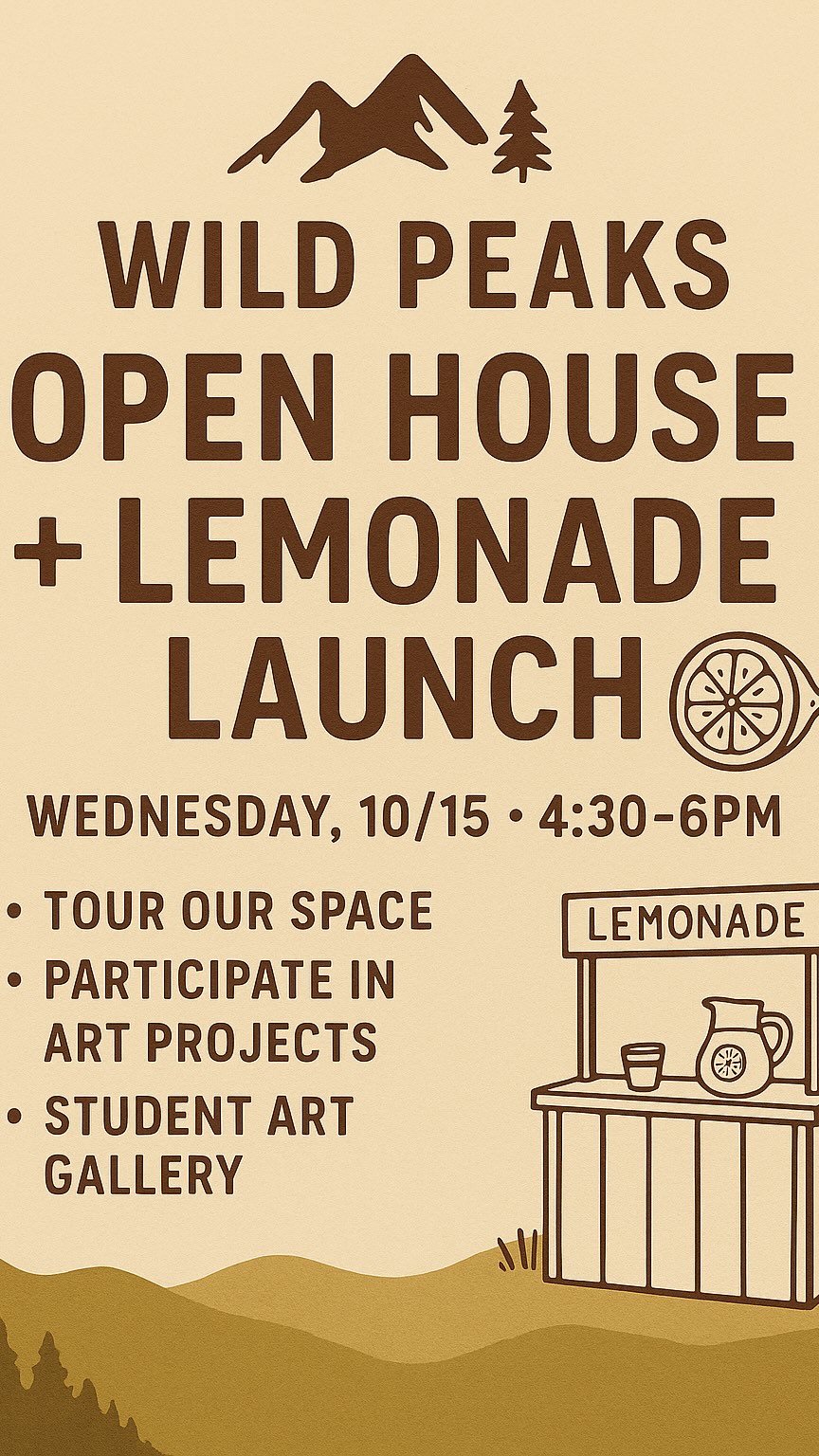 One Month of Wild Peaks Magic + Our Lemonade Launch! 🌿
From music and movement to field trips, obstacle courses, and Montessori work cycles — our students have spent the first month exploring, creating, and growing together in such beautiful ways.
This week, we’re opening our doors to celebrate everything our community has built — including the soft launch of our student-run Lemonade Stand! 🍋✨ Our young entrepreneurs have been mixing, planning, and preparing to share their first small business with you (and it’s seriously adorable).
Join us for our Open House + Lemonade Launch
📅 Wednesday, October 15th
🕓 4:30–6:00PM
📍 Wild Peaks Collective | North Park
Tour our space, enjoy art projects, and connect with families who believe in hands-on, heart-led learning. 💛
It’s not too late to join the fun — we’re still enrolling for:
🌿 Full-time
🌿 Half-time
🌿 Homeschool Enrichment
Come see what makes our Wild Peaks community so special. ✨
DM for address and to RSVP!
#WildPeaksCollective #NatureBasedLearning #MontessoriInspired #HomeschoolCommunity #SanDiegoFamilies #WildAndFreeChildren #ChildLedLearning #MontessoriSanDiego #LemonadeStandLaunch