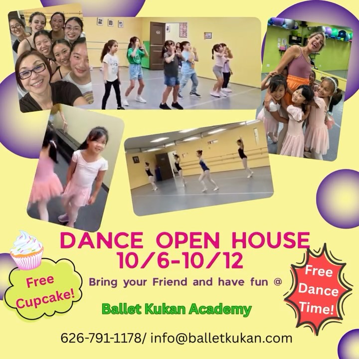 Ballet Kukan's Open House is coming! Bring your friend, enjoy the dance with your friend, and get a cupcake for your sweet reward of the day!!