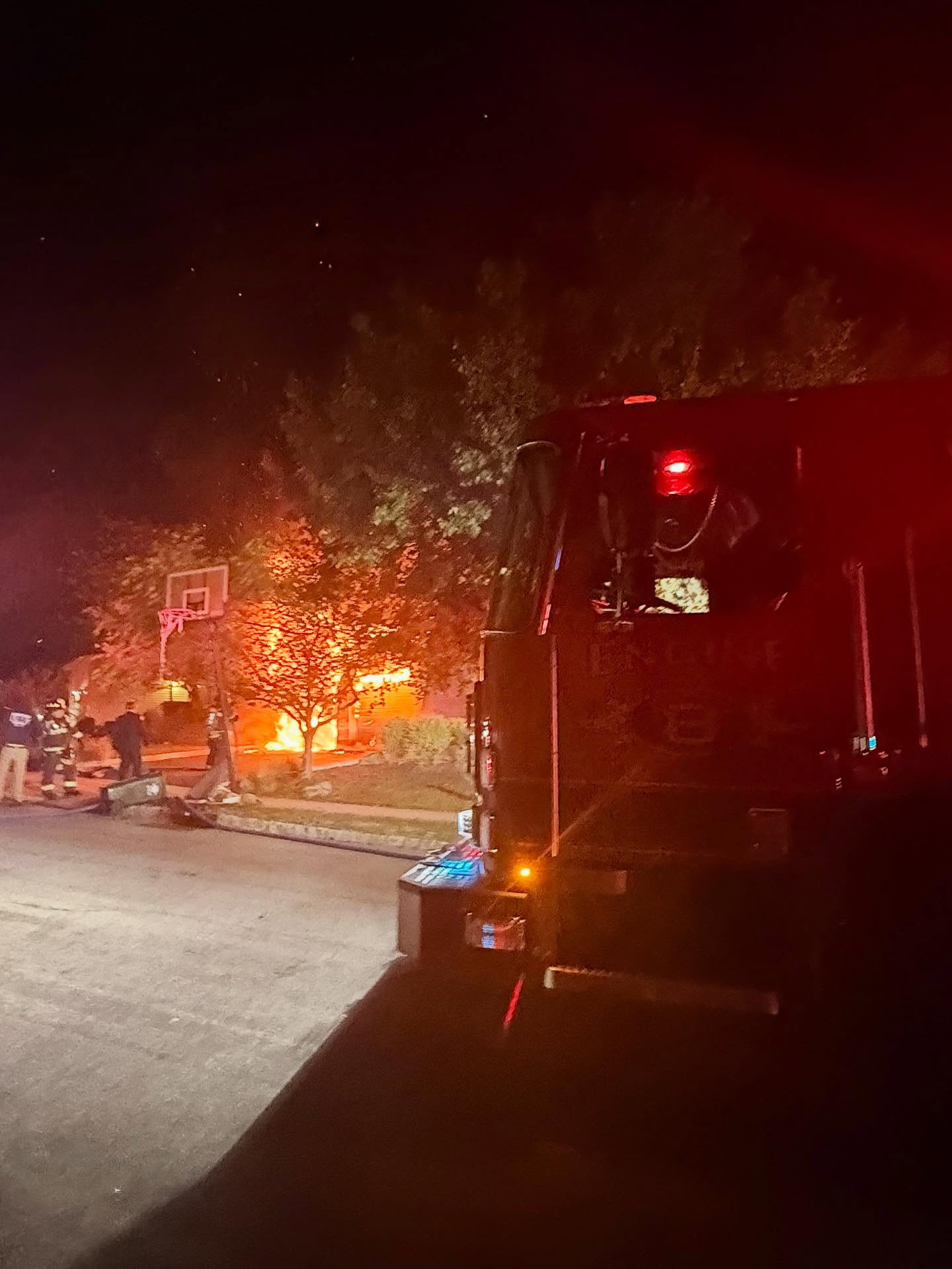 Engine 49-8 and Ladder 49 operated as the first-due companies last night in Bridgewater Twp on a structure fire. First-arriving Chiefs from Green Knoll and North Branch arrived to find a single-family home with a well-involved garage fire. Engine 8, with 5 members, secured a water supply, deployed two hose lines to quickly darken the fire, and cut off the fire from extending inside. Ladder 49, with 4 members, assisted inside by conducting searches, opening up for extension, and deploying ladders. Additional crews from Country Hills, Green Knoll, Bradley Gardens, Raritan, Martinsville, Finderne, and County Hazmat operated in various roles and assisted with extinguishment. The fire was knocked down, and companies performed extensive overhaul before clearing the scene around 1 a.m. The cause of the fire is being investigated by the Bridgewater Fire Marshall’s Office.