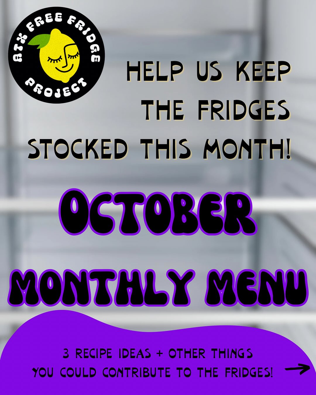 here are some meals you can make that don’t have to be reheated, since not everyone has access to a microwave/stovetop. 😋
friendly reminder, dating and labeling any prepared meals that you contribute is REQUIRED! help keep everyone safe y’all 🥰
if you’re in a place of abundance, please give what you can this month. if money is tight, please share and sign up for a cleaning shift!
thank y’all for contributing and for throwing away any trash you see/wiping down any spills while you’re at a fridge! 💛🍋💛
DM us if you have any questions :)
#SolidarityNotCharity #coldrecipeidea #atx