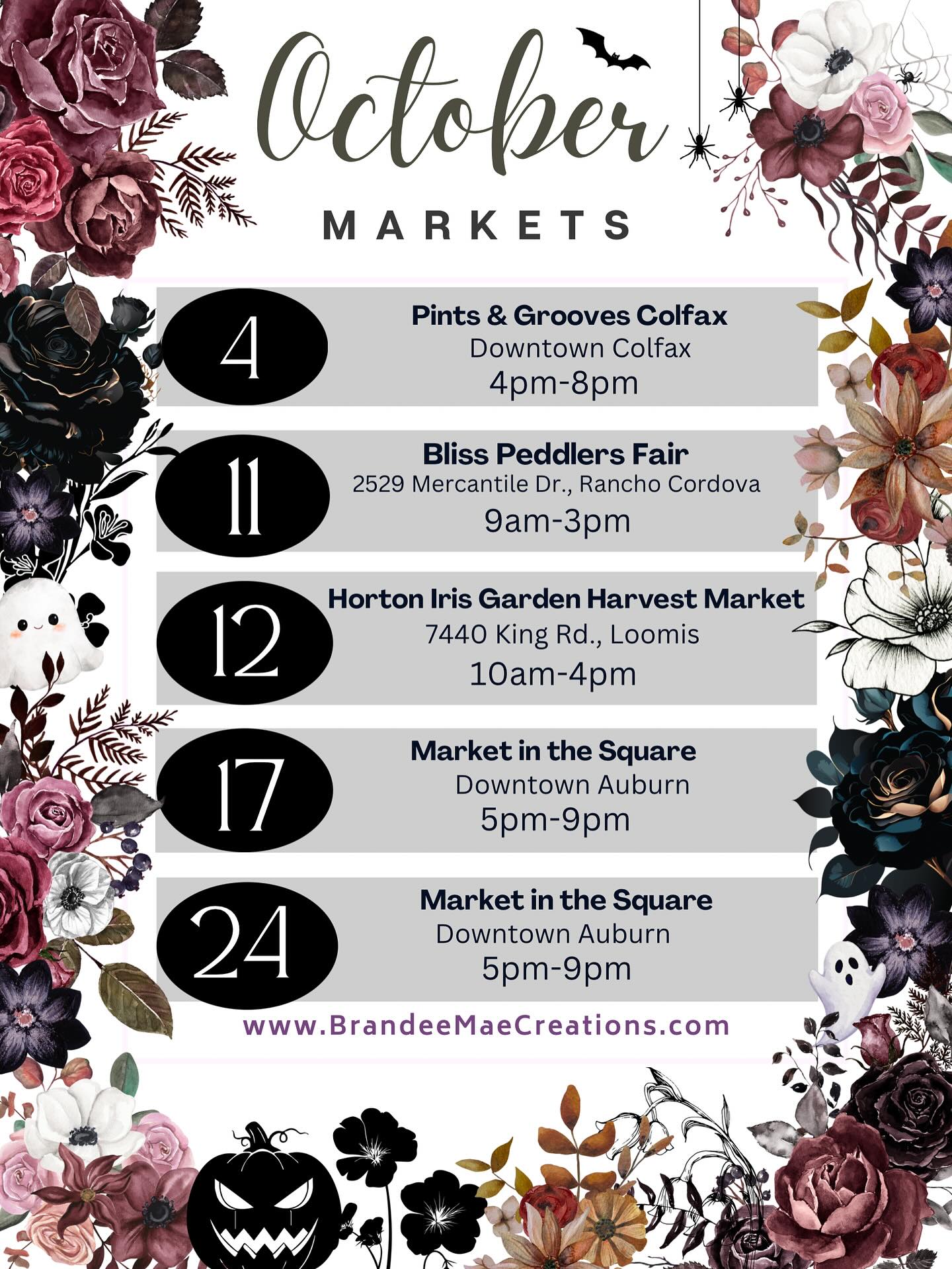 October markets, last chances for Halloween Earrings!