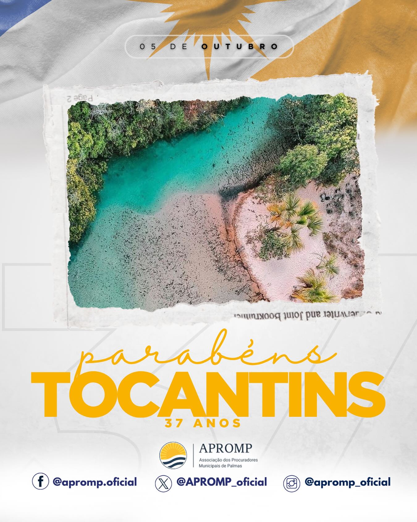 5 de Outubro - Aniversário do Tocantins
Hoje celebramos 37 anos de história, conquistas e desenvolvimento do nosso amado Estado do Tocantins!
Desde 1988, quando o antigo norte de Goiás se tornou o estado mais jovem do Brasil, construímos juntos uma trajetória de progresso, dedicação e trabalho coletivo.
A APROMP orgulha-se de fazer parte dessa história, atuando ao lado dos Procuradores do Município de Palmas e fortalecendo as instituições públicas que sustentam o desenvolvimento da nossa capital e do nosso Tocantins.
Seguimos comprometidos com a defesa do interesse público, da legalidade e da boa gestão municipal, contribuindo para que nosso Estado continue crescendo com justiça e responsabilidade.
Parabéns, Tocantins! Que continuemos construindo, juntos, um futuro cada vez mais próspero para nossa terra e nossa gente.
#Tocantins37Anos #OrgulhoTocantinense #APROMP #ProcuradoresMunicipais #Palmas #CriaçãoDoTocantins #5DeOutubro