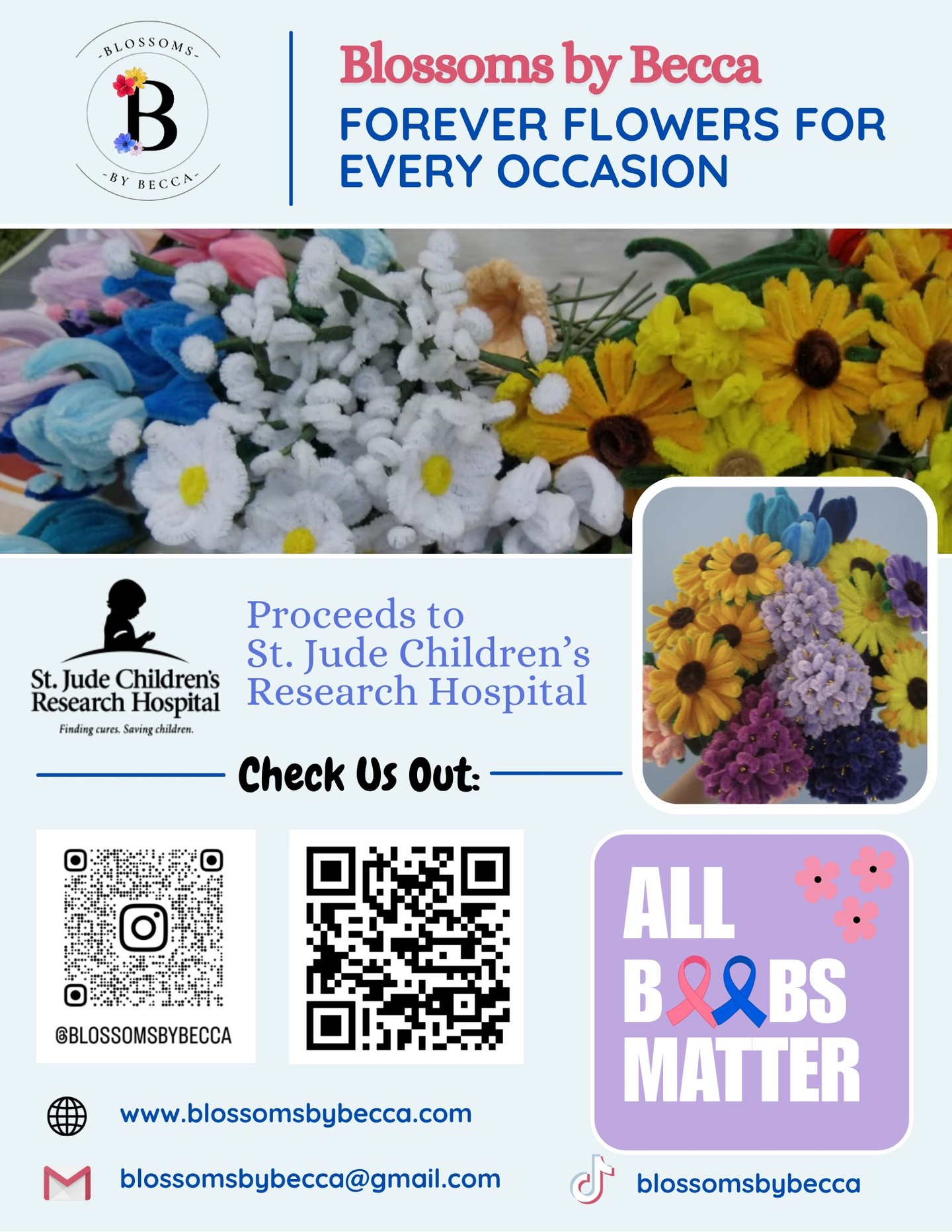 Don’t forget to come find us TODAY at @jacksonhallbargrille. We will be selling a variety of our flowers, and we hope to see you there 🤗🌷💐😇
#blossomsbybecca #foreverflowers #jacksonhallbargrille @stjude #stjudeschildrensresearchhospital