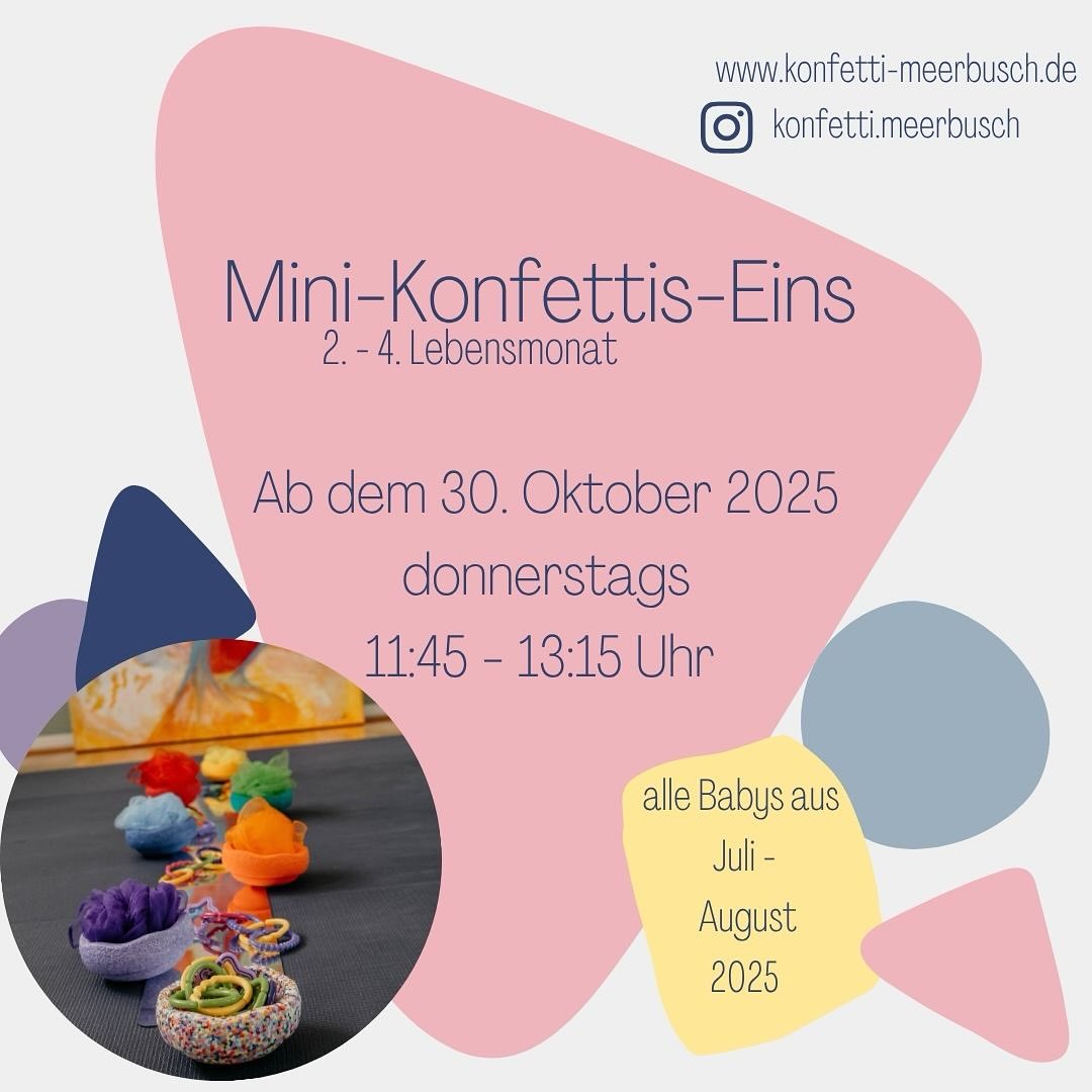 Alle Eltern aufgepasst: es gibt noch freie Plätze im Mini-Konfettis-Eins Kurs nach den Herbstferien!
Weiter Infos erhaltet ihr auf meiner Website (Link in der Bio).
Ich freue mich auf euch💕
PS. Auch für die älteren Kinder sind noch vereinzelte Plätze verfügbar.
#elternkindkurs #konfettimeerbusch #familienkursemeerbusch #konfetti #neuanmeldung