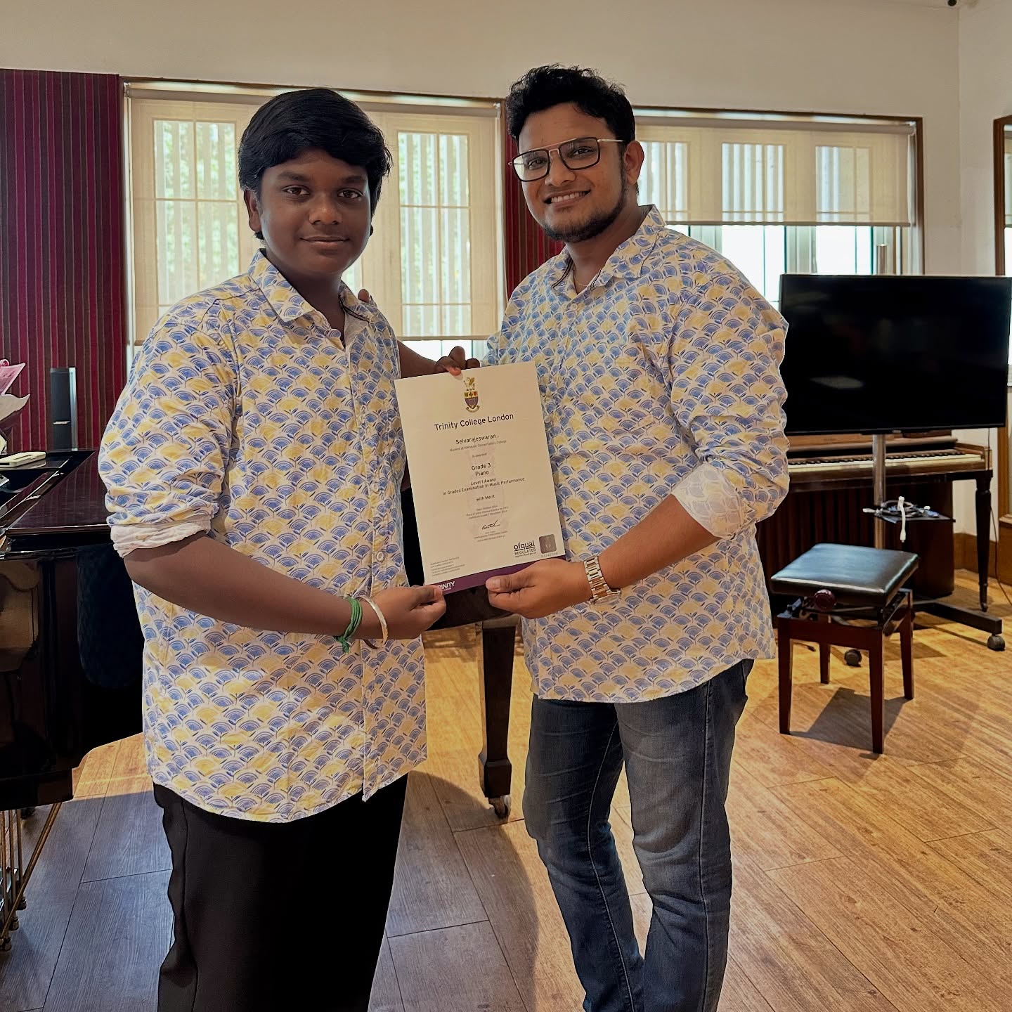 Twinning with my student 😃 sharing my dear little student Selvas Grade 3 Completion with Merit of 84 marks in Piano Recital Exam !