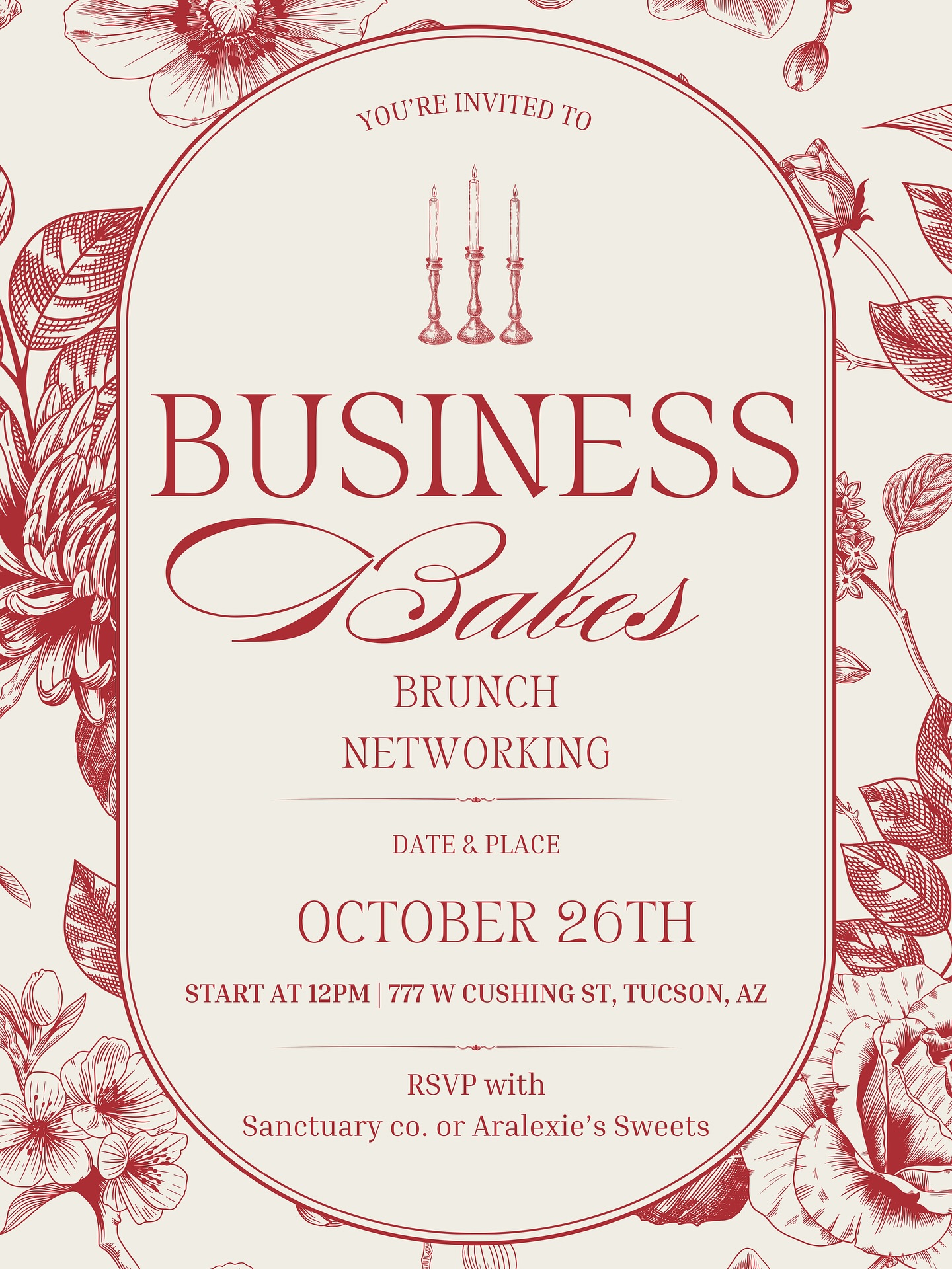 Business Babes Brunch — Networking Meet-Up 💗
We’re bringing Tucson’s founders, makers, and creatives together for a cozy Sunday brunch-style meetup!
📅 Sunday, October 26 at 12:00 PM
📍 777 W Cushing St, Tucson
💸 FREE to attend — please RSVP + (optional) snag a $10 food & drink voucher to treat yourself
What to expect:
• Casual intros + mingle prompts
• Collab shout-outs & resource swap
• Photo moments + new biz besties 📸✨
RSVP link in bio — grab your spot & (optional) $10 voucher. Bring a friend, your biz cards, & your big goals. Let’s grow together! 🌼
Tag who you’re bringing ⤵️ and comment your niche so we can connect you with your people! 🫶
#BusinessBabesBrunch #TucsonSmallBusiness #WomenInBusiness #TucsonEvents #EntrepreneurLife #MakersOfTucson #BossBabes #NetworkingEvent #arizonacreators