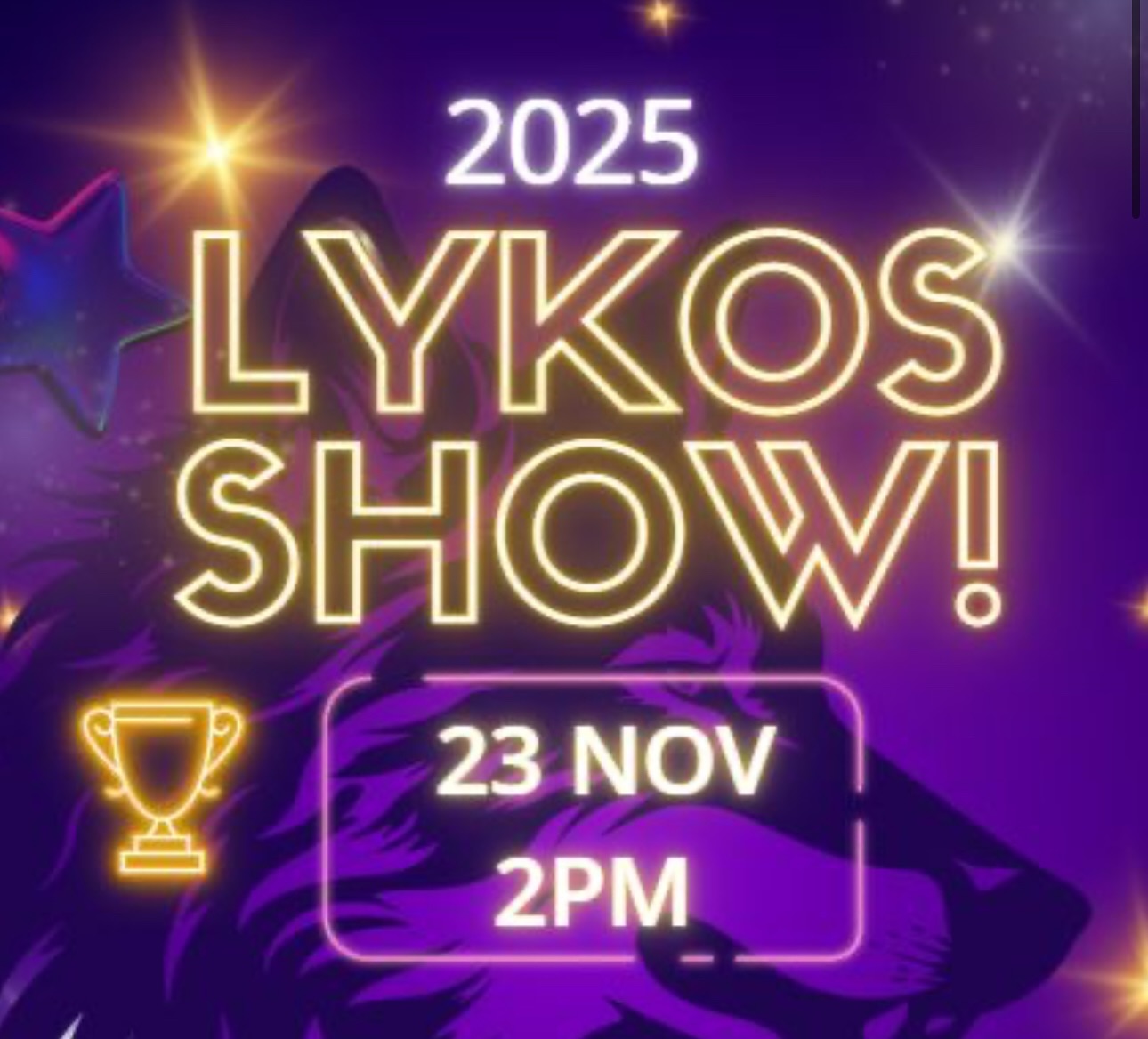 🎉🐺 2025 Lykos Show – Let the Pack Shine!
📅 Saturday 23 November, 2 PM
Get ready for an unforgettable afternoon celebrating our incredible Lykos Wolfalikes and their amazing owners! Join us for a day filled with wagging tails, friendly competition, laughter, and community spirit.
To join, please register via our website here:
https://www.lykoswolfdogs.com/shop/2025-Lykos-Wolfalike-Show-Entry-Form-p776836864
✨ What to Expect:
• Exciting classes and fun categories for all ages
• Gorgeous Lykos Wolfalikes showing off their beauty and temperament
• Trophies, prizes, and plenty of photo opportunities
• A relaxed and welcoming atmosphere for families and spectators
• A chance to meet fellow Lykos lovers and connect with the breeders
🐾 Whether you’re showcasing your dog or cheering from the sidelines, the 2025 Lykos Show promises to be a day to remember!
📍 Save the date: 23 November, 2 PM
📸 Bring your camera, your Lykos, and your biggest smile!
#LykosWolfalike #LykosShow2025 #WolfalikeFamily #DogShowFun #packpride