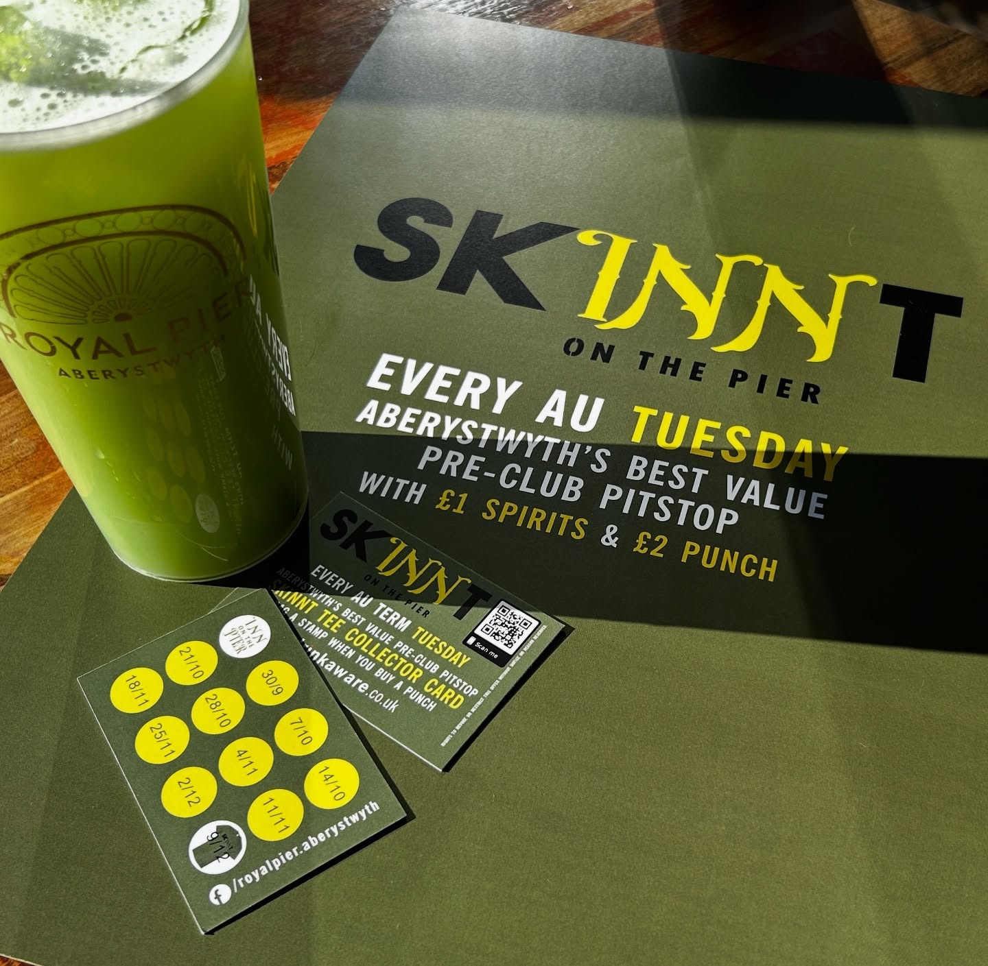 SKINNT Tuesdays at Inn On – £1 spirits and £2 punch from 9pm. 💚
Pick up a handstamp from Inn On for drinks deals at Pier Pressure including £1 shots, £1.50 vodka, and £2 VKs.
Collect stickers on your loyalty card each week and grab a free SKINNT T-shirt. 🤩
P.S. it’s free entry to the club tonight. 😏
#royalpier #royalpieraberystwyth #aberystwyth #aberystwythroyalpier #westwales #ceredigion #loveaber #faberystwyth #aberuni #aberystwythuniversity #royalpier #royalpieraberystwyth #aberystwyth #aber #tuesday #skinnt #innonthepier #innon